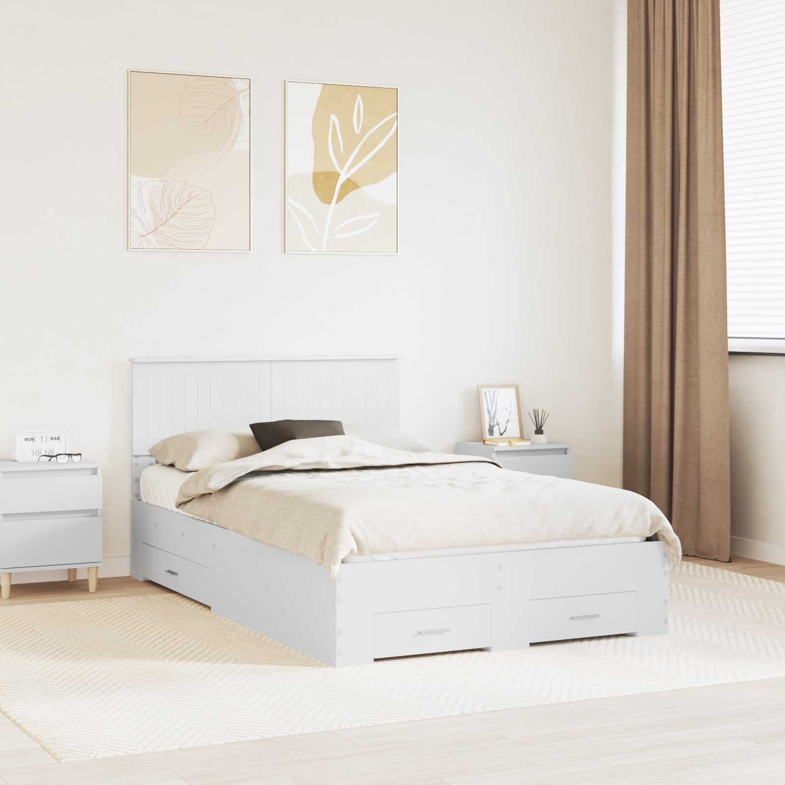 vidaXL Bedframe met lade Zwart en Zilver 150 x 200 cm Bewerkt hout