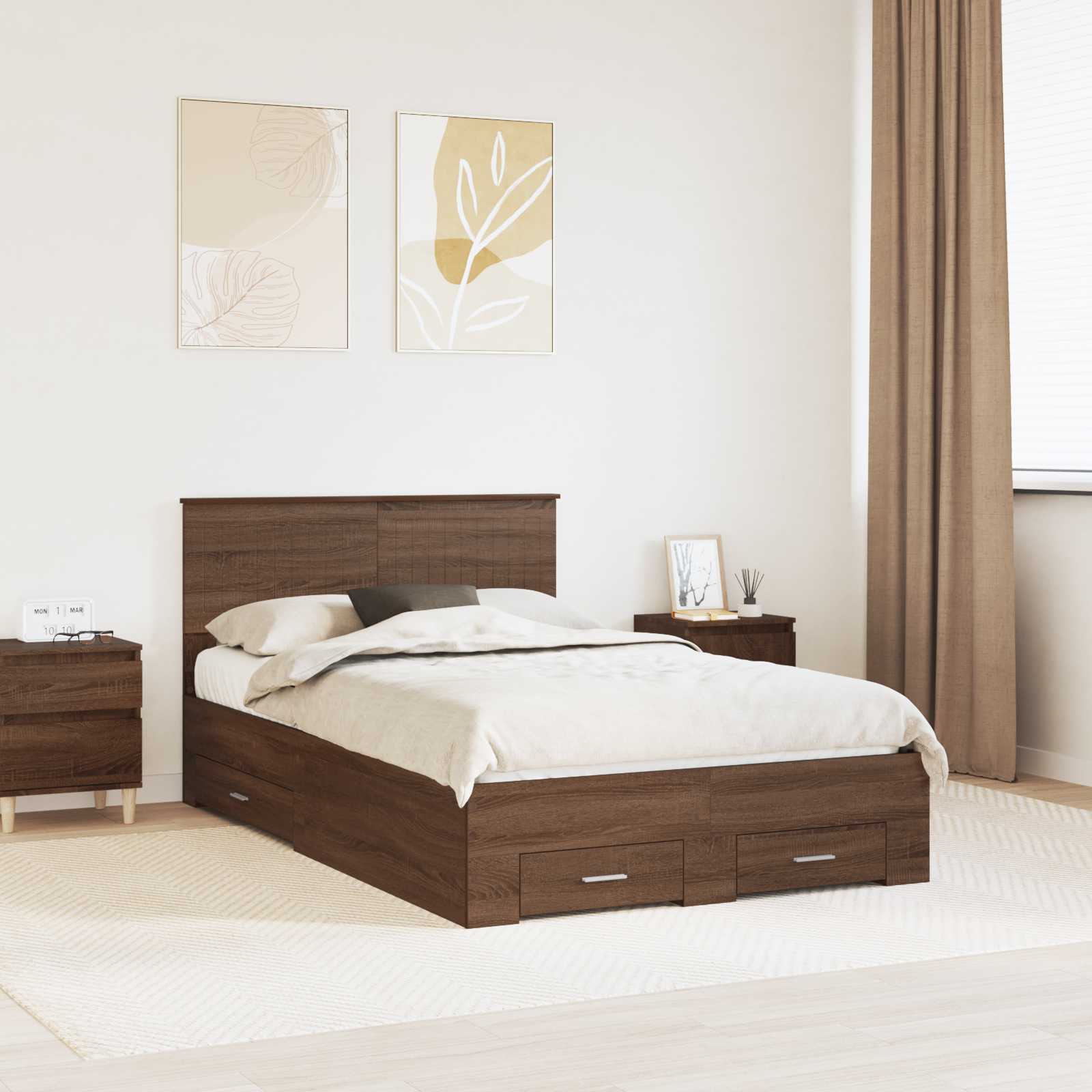 vidaXL Bedframe met lade Zwart en Zilver 150 x 200 cm Bewerkt hout