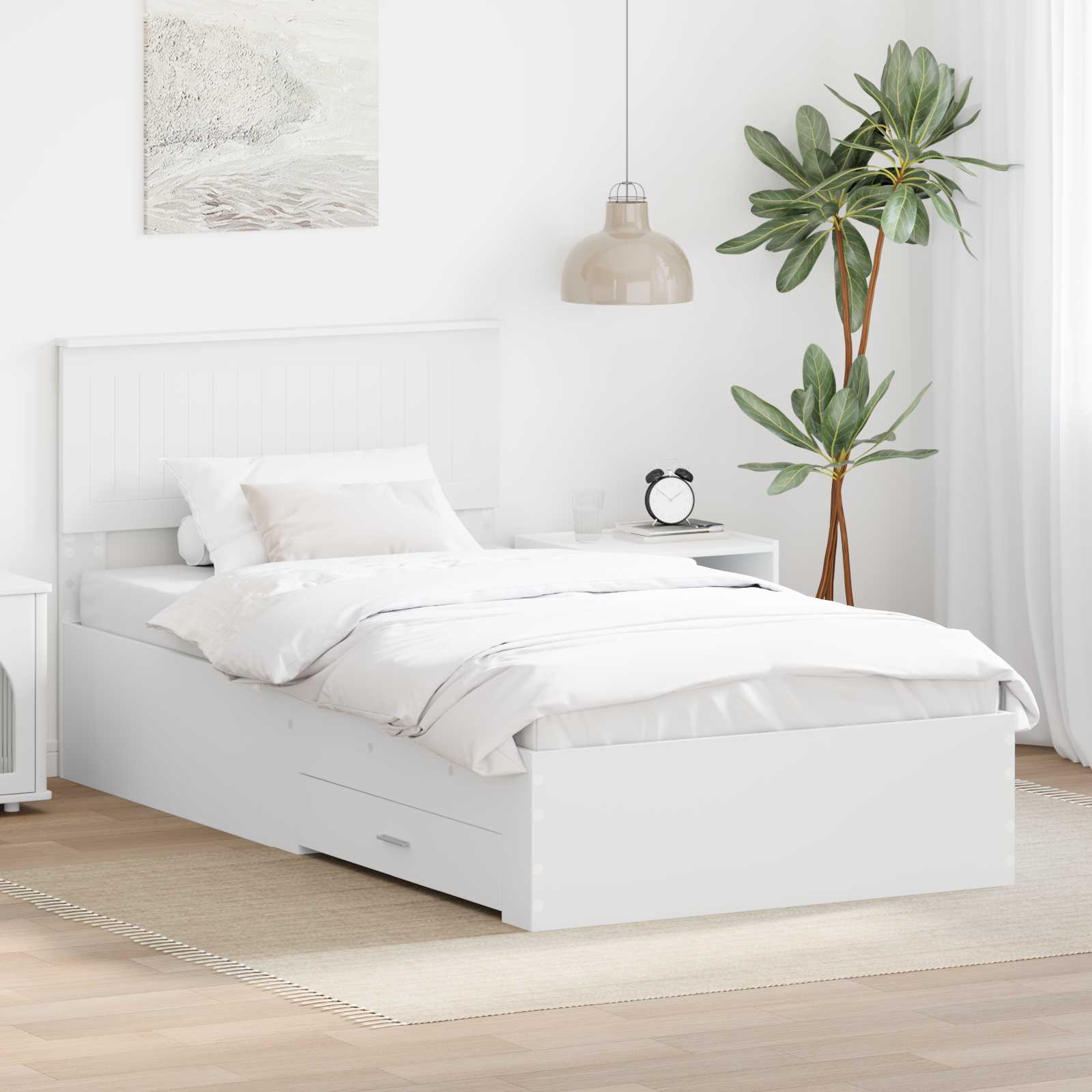 vidaXL Bedframe met lade Zwart en Zilver 150 x 200 cm Bewerkt hout