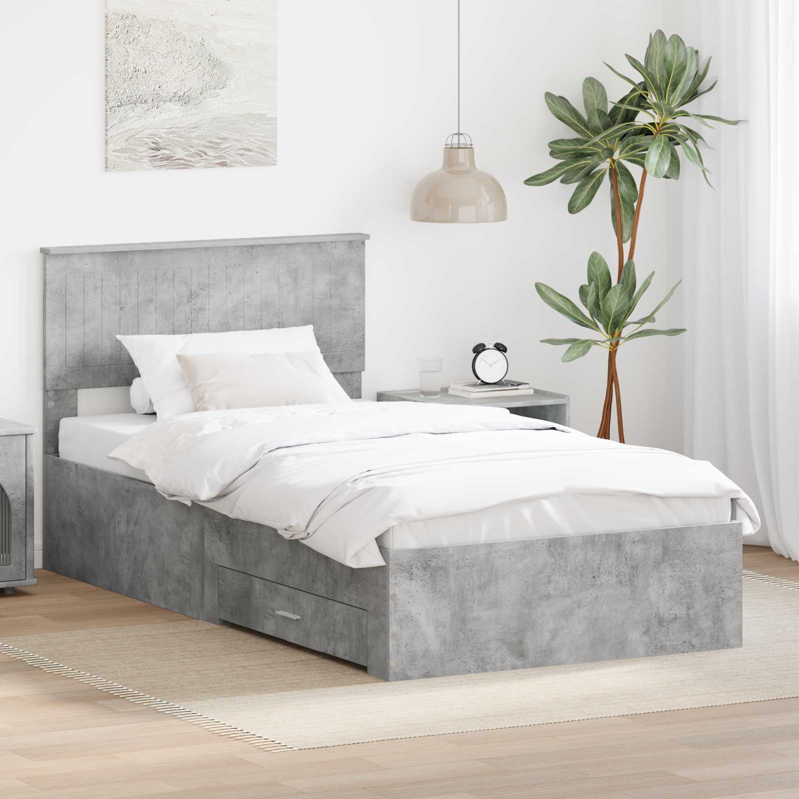 vidaXL Bedframe met lade Zwart en Zilver 150 x 200 cm Bewerkt hout