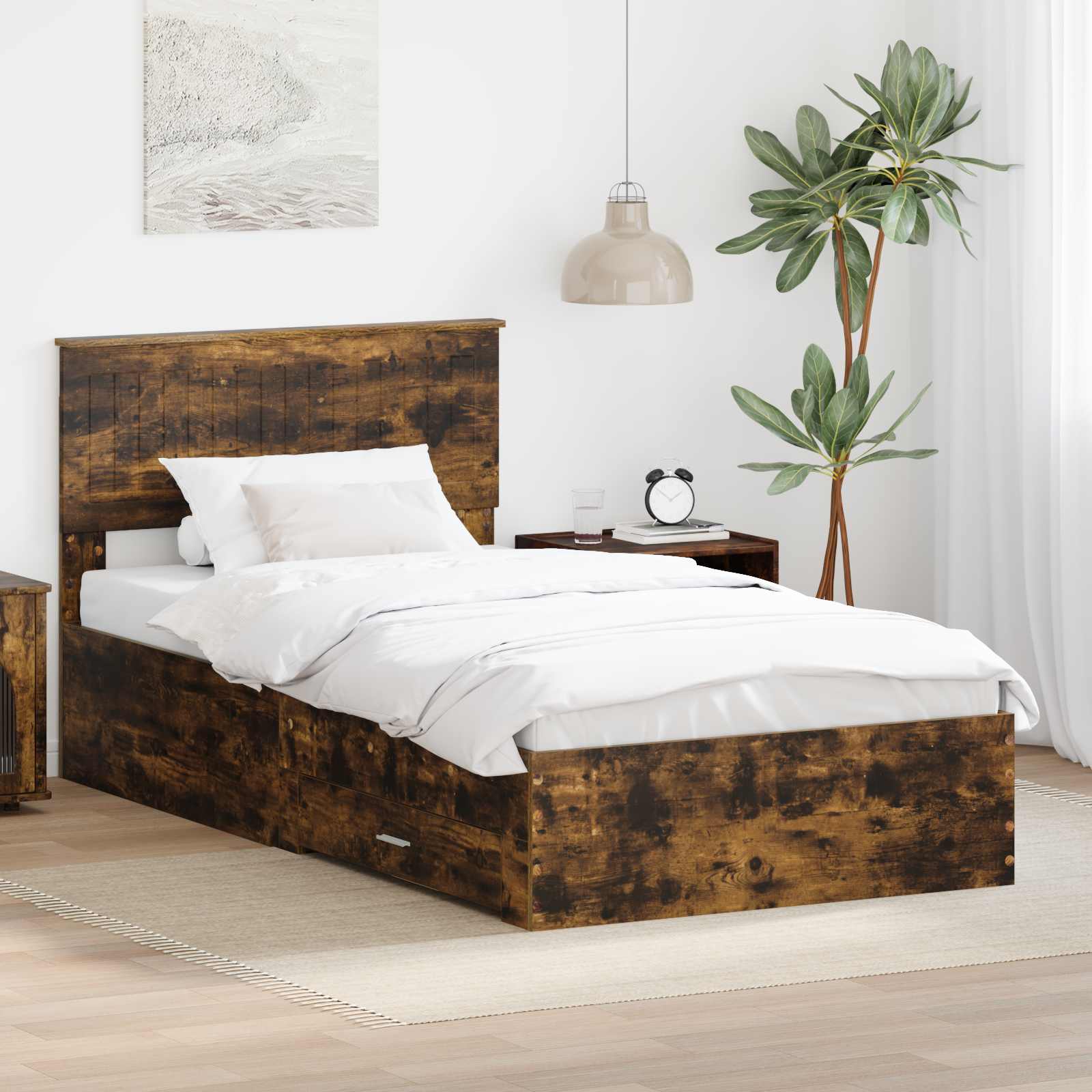 vidaXL Bedframe met lade Zwart en Zilver 150 x 200 cm Bewerkt hout