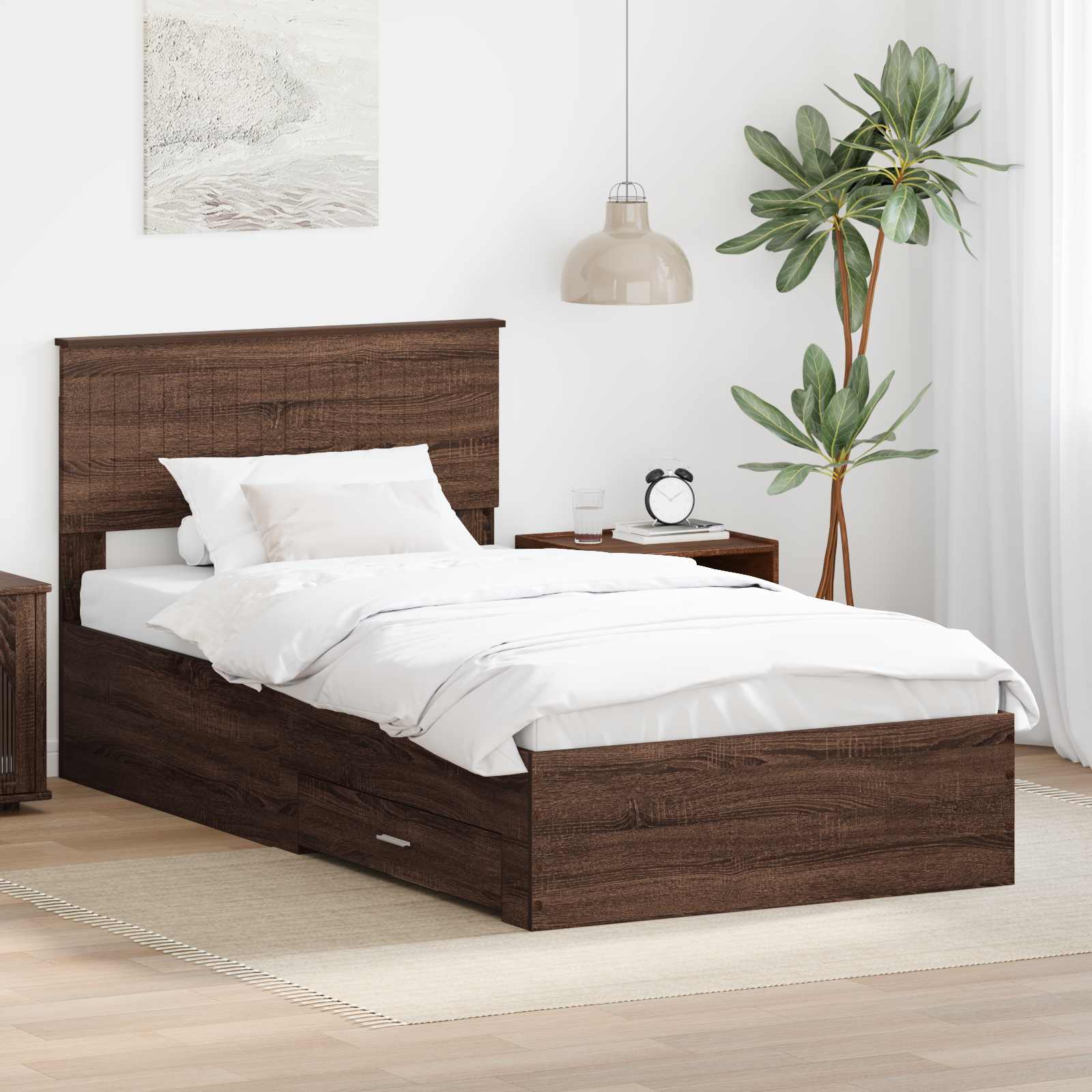 vidaXL Bedframe met lade Zwart en Zilver 150 x 200 cm Bewerkt hout