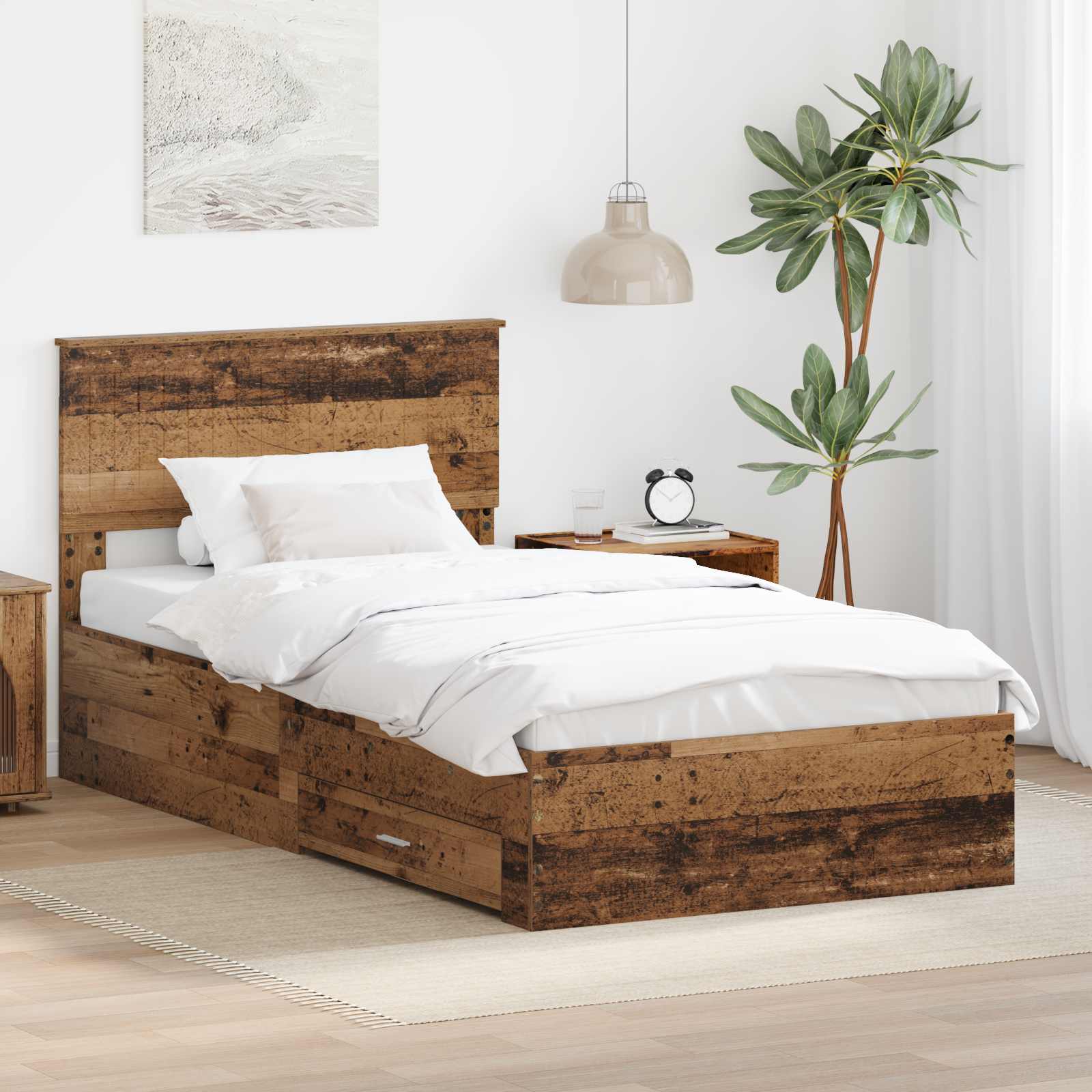 vidaXL Bedframe met lade Zwart en Zilver 150 x 200 cm Bewerkt hout