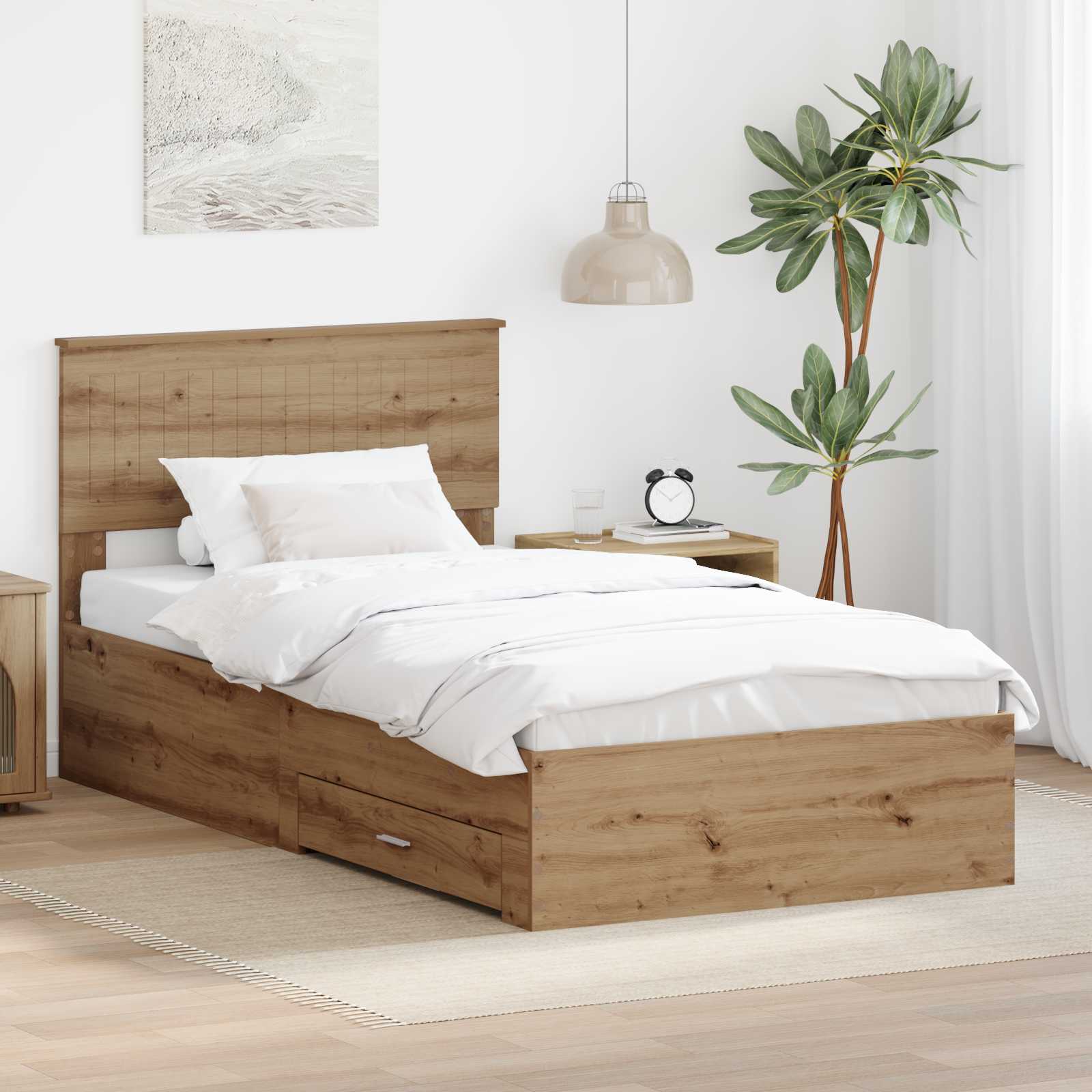 vidaXL Bedframe met lade Zwart en Zilver 150 x 200 cm Bewerkt hout