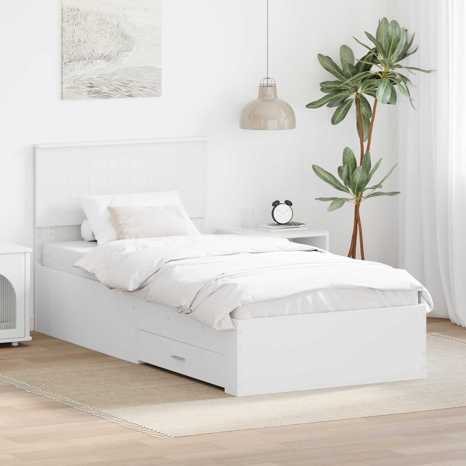 vidaXL Bedframe met lade Zwart en Zilver 150 x 200 cm Bewerkt hout