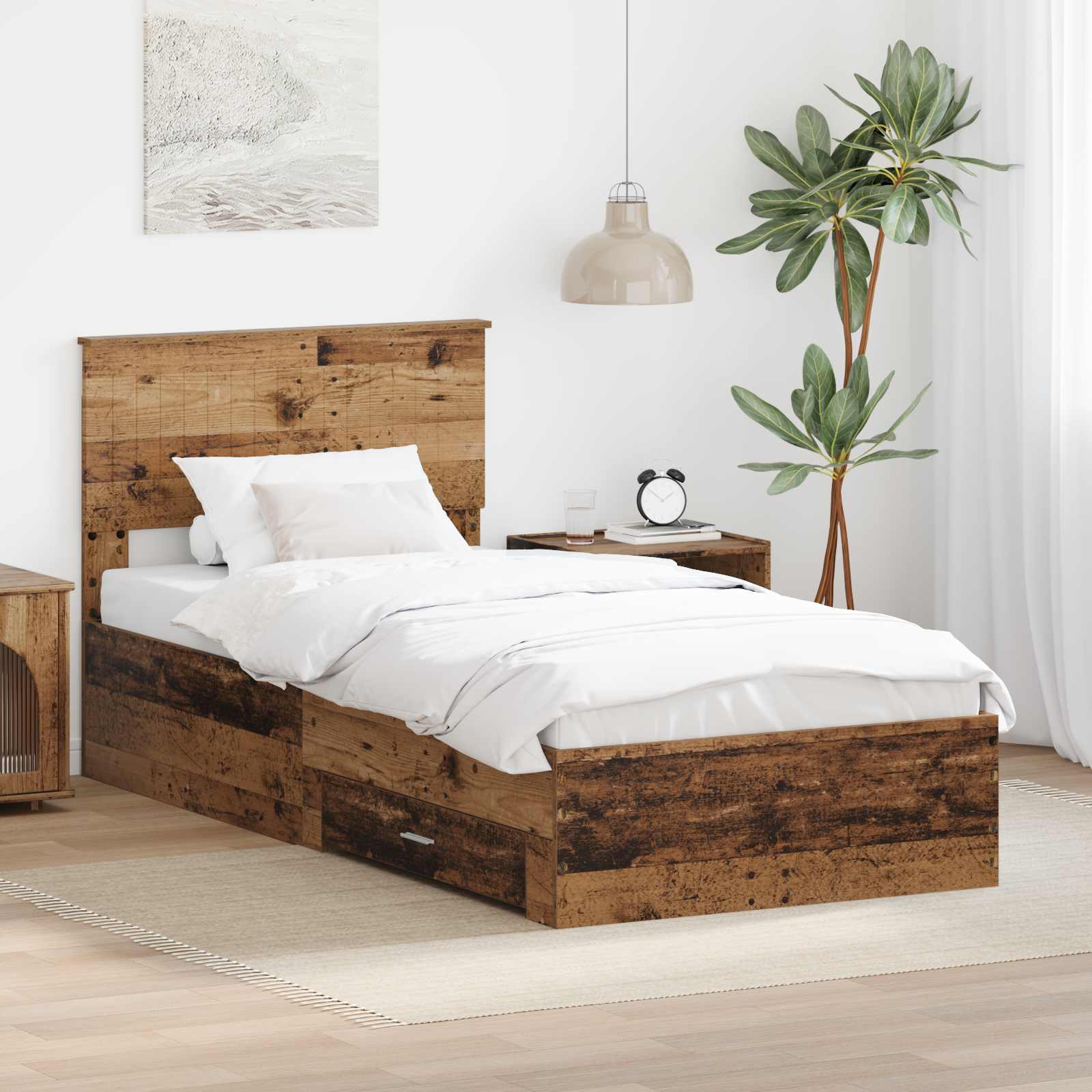 vidaXL Bedframe met lade Zwart en Zilver 150 x 200 cm Bewerkt hout