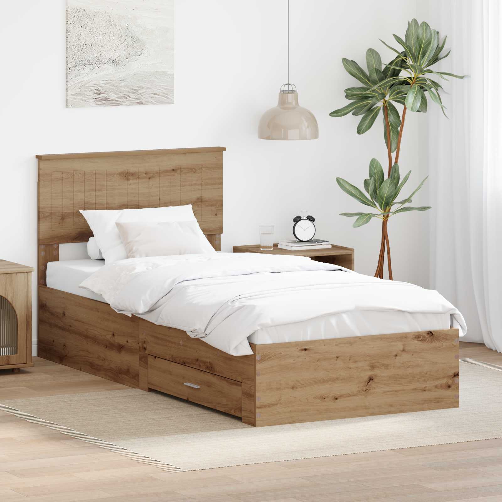 vidaXL Bedframe met lade Zwart en Zilver 150 x 200 cm Bewerkt hout