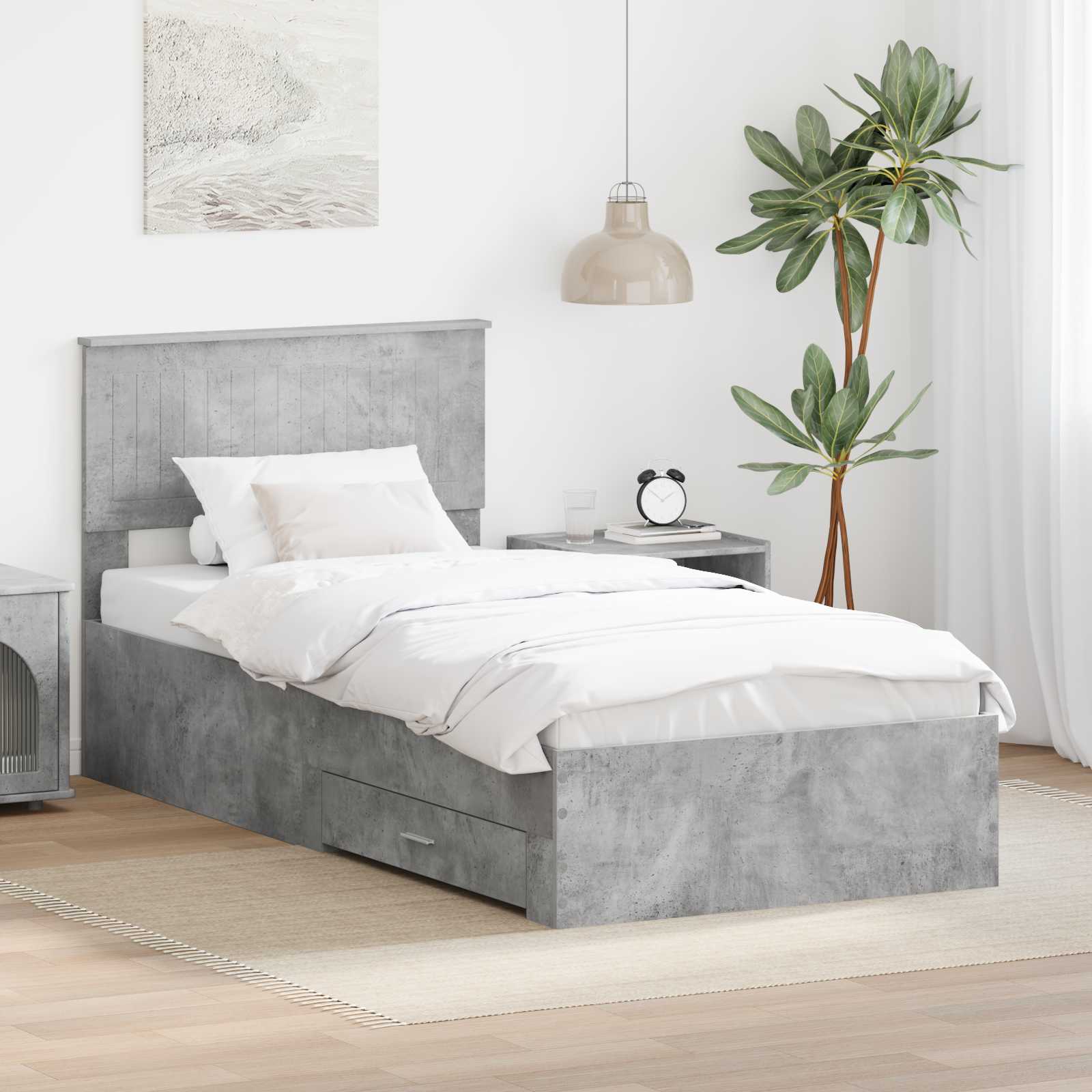 vidaXL Bedframe met lade Zwart en Zilver 150 x 200 cm Bewerkt hout