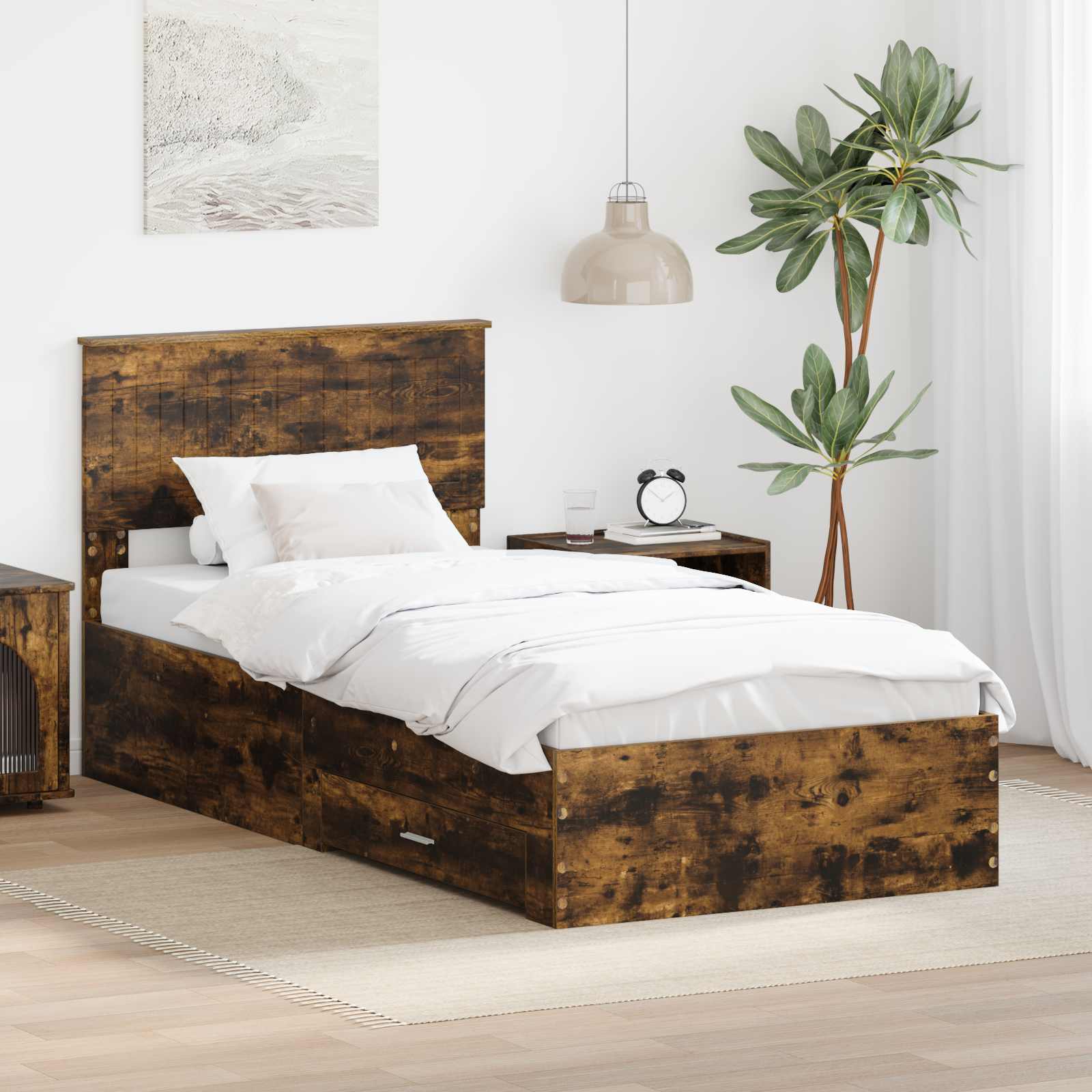 vidaXL Bedframe met lade Zwart en Zilver 150 x 200 cm Bewerkt hout