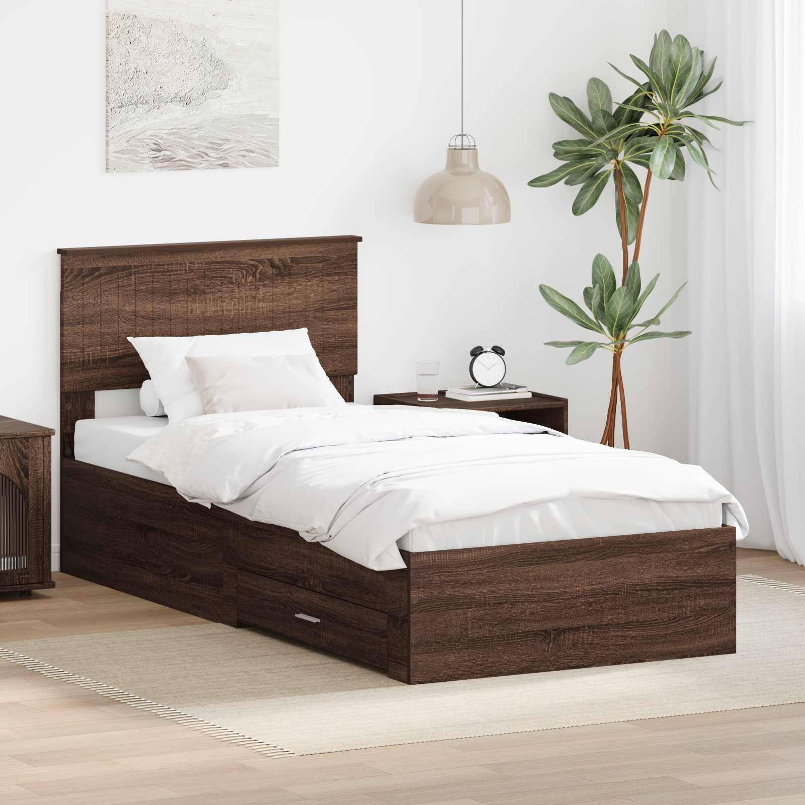 vidaXL Bedframe met lade Zwart en Zilver 150 x 200 cm Bewerkt hout