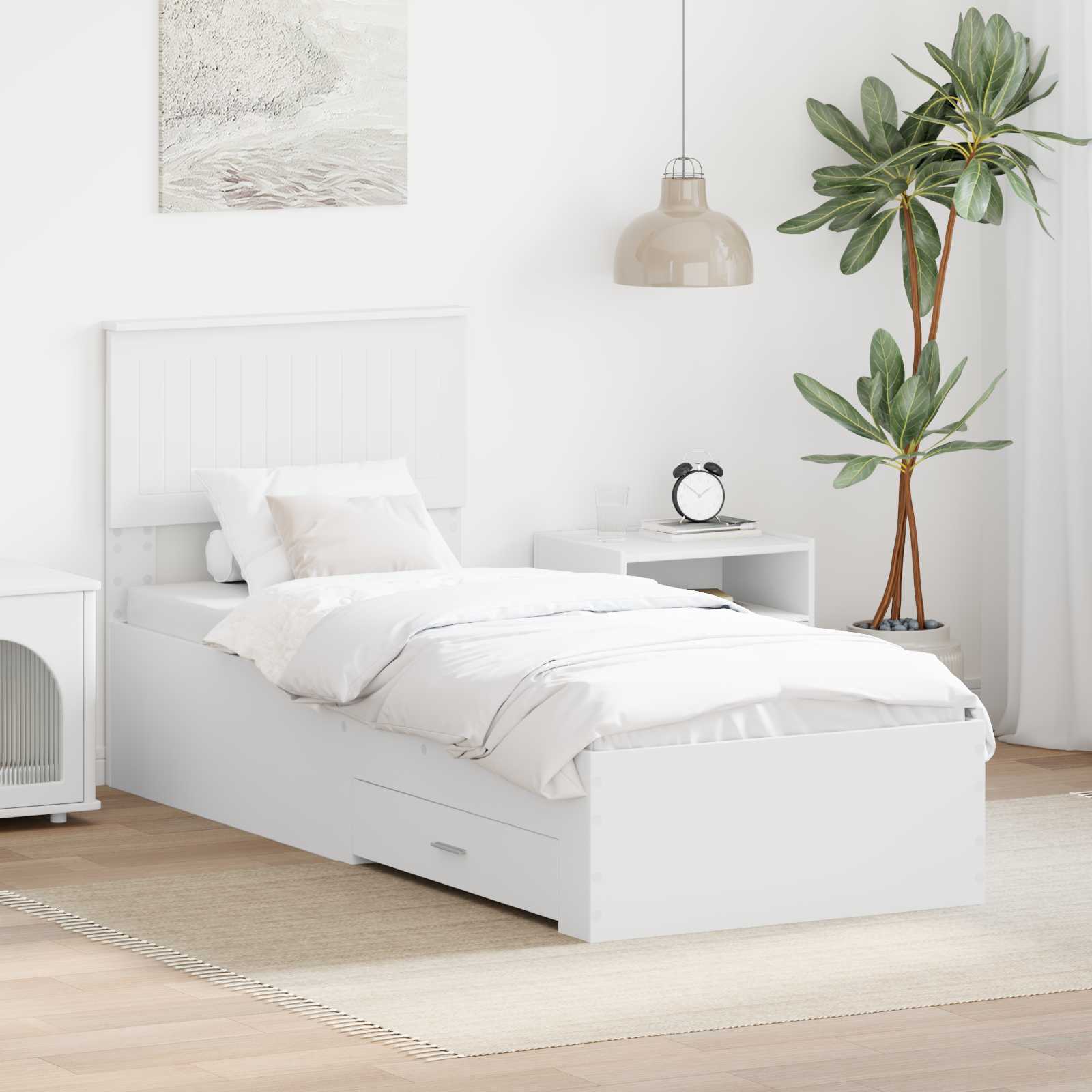vidaXL Bedframe met lade Zwart en Zilver 150 x 200 cm Bewerkt hout