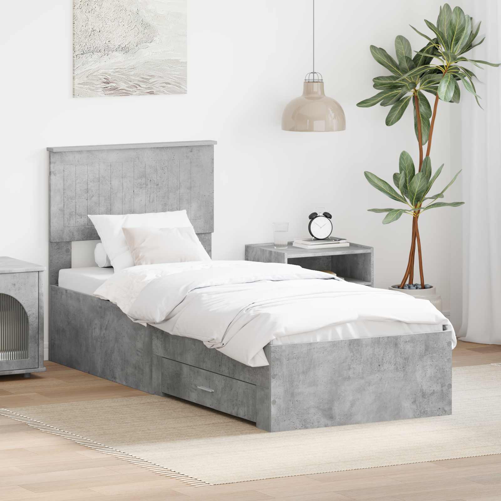 vidaXL Bedframe met lade Zwart en Zilver 150 x 200 cm Bewerkt hout