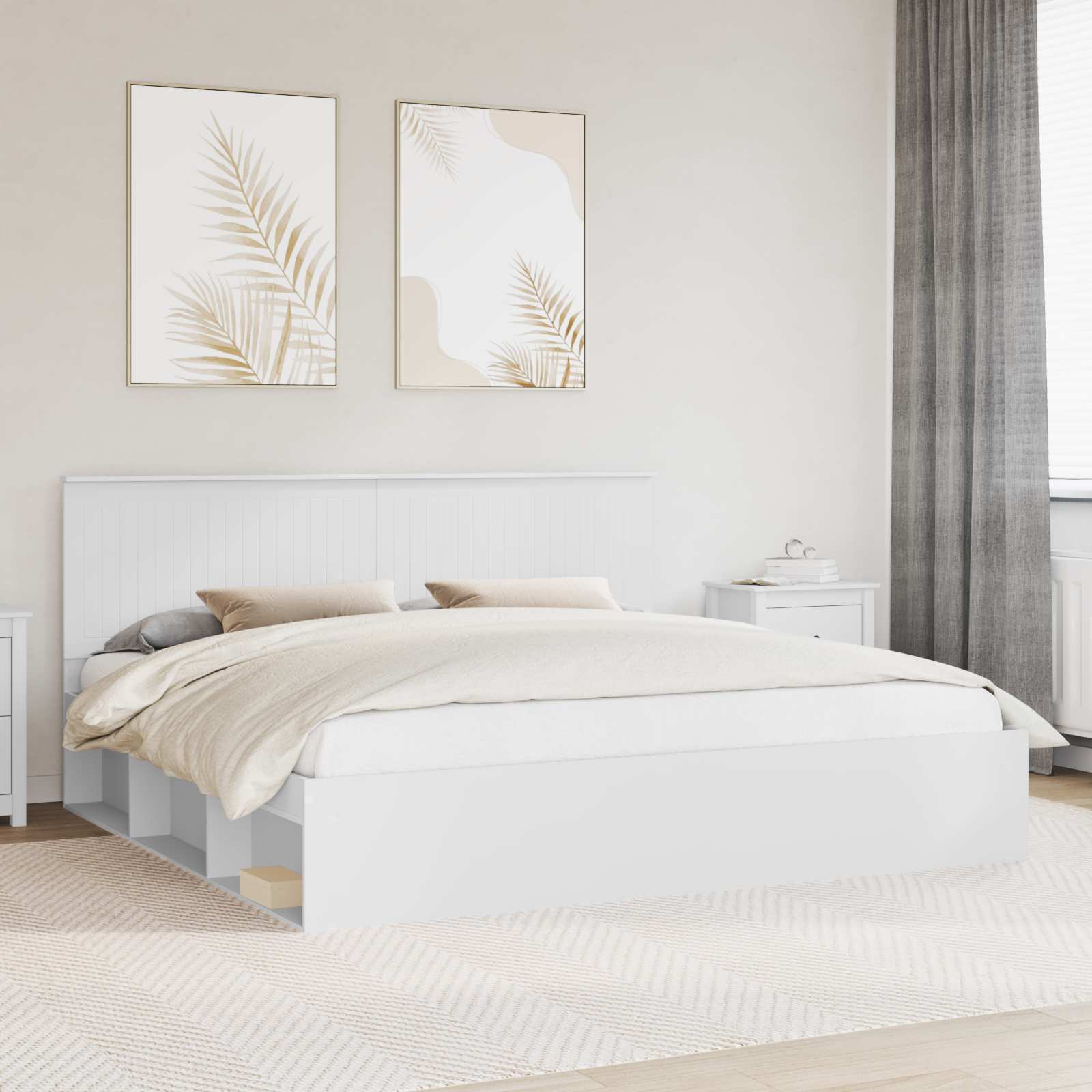 vidaXL Bedframe met hoofdeinde Wit 200 x 200 cm Massief grenenhout