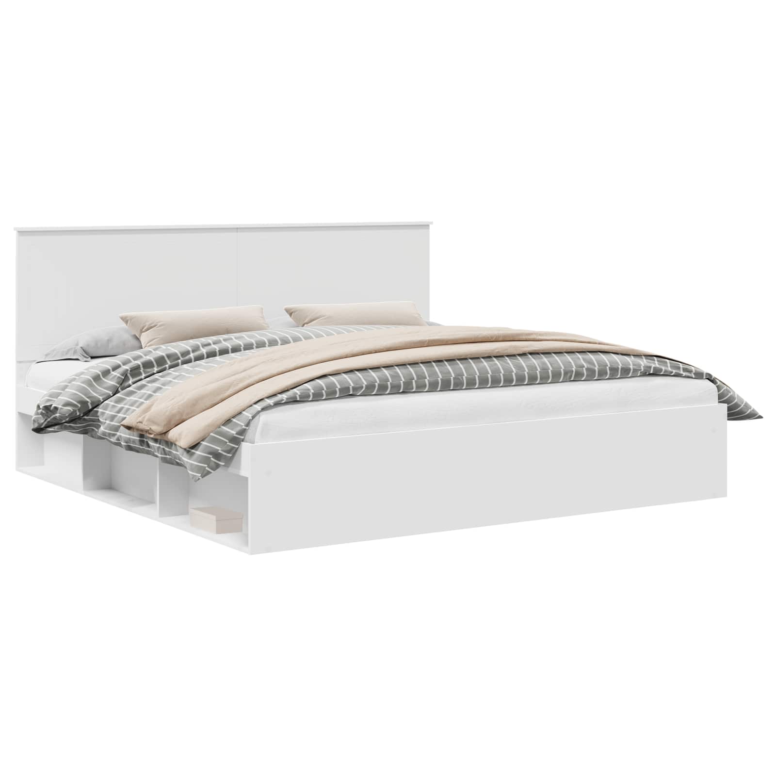 vidaXL Bedframe met hoofdeinde Wit 200 x 200 cm Massief grenenhout
