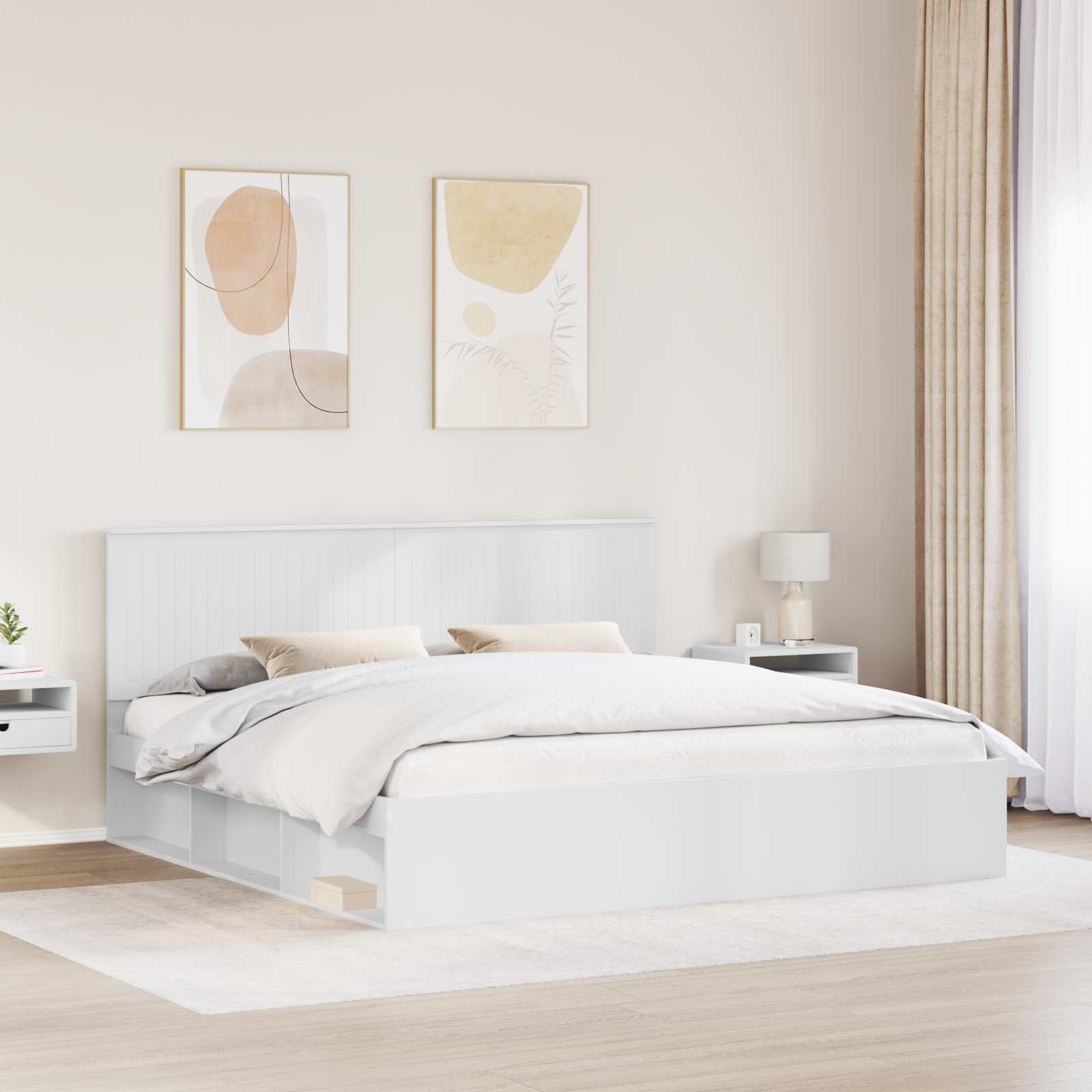 vidaXL Bedframe met hoofdeinde Wit 200 x 200 cm Massief grenenhout