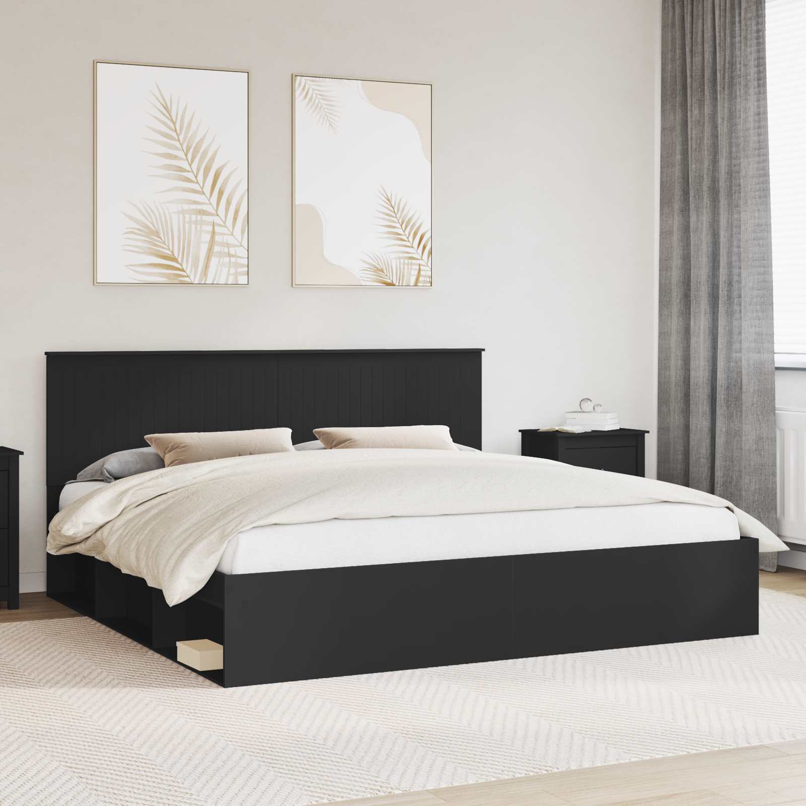 vidaXL Bedframe met hoofdeinde Wit 200 x 200 cm Massief grenenhout