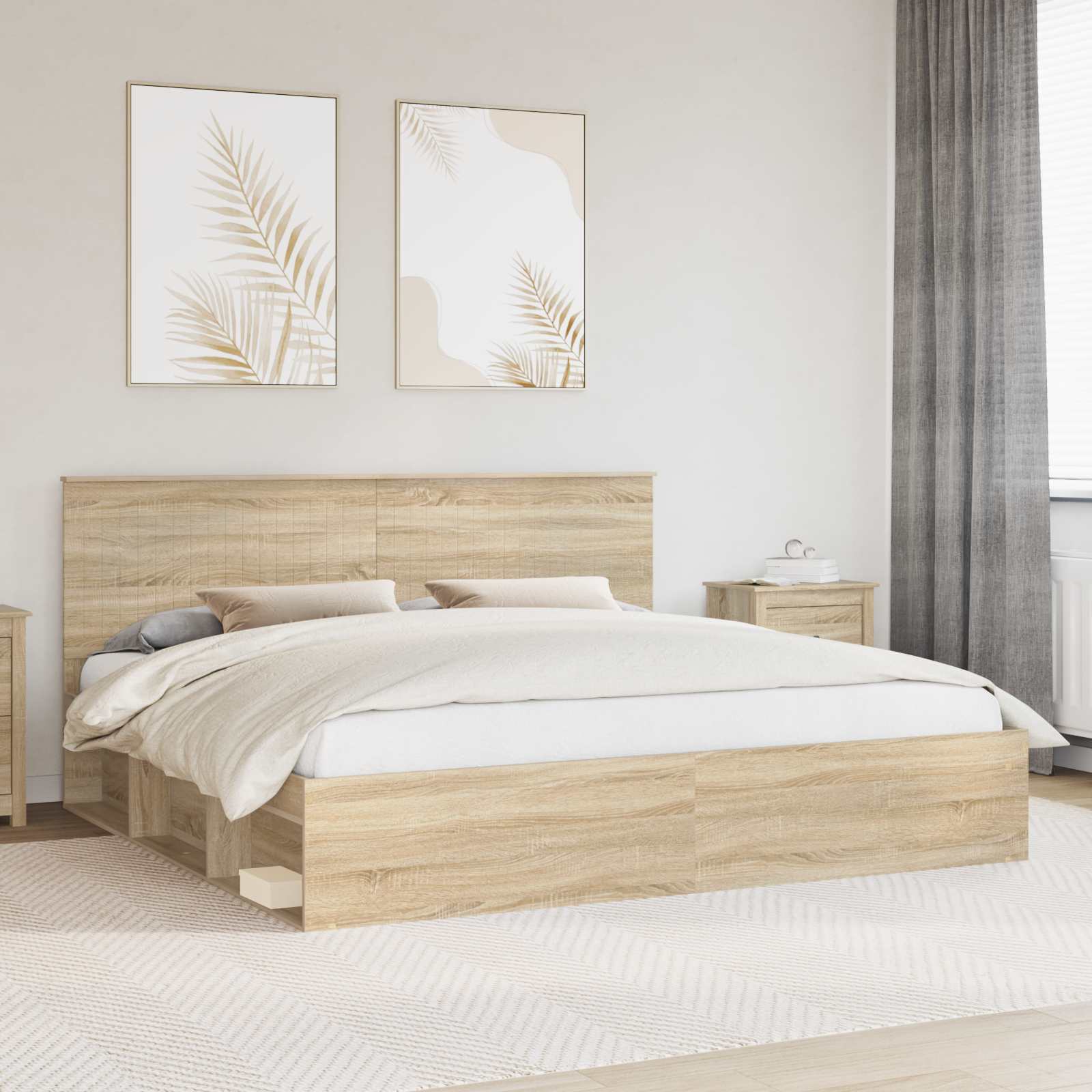 vidaXL Bedframe met hoofdeinde Wit 200 x 200 cm Massief grenenhout