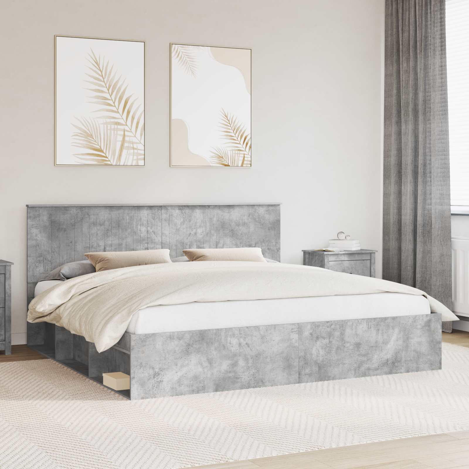 vidaXL Bedframe met hoofdeinde Wit 200 x 200 cm Massief grenenhout
