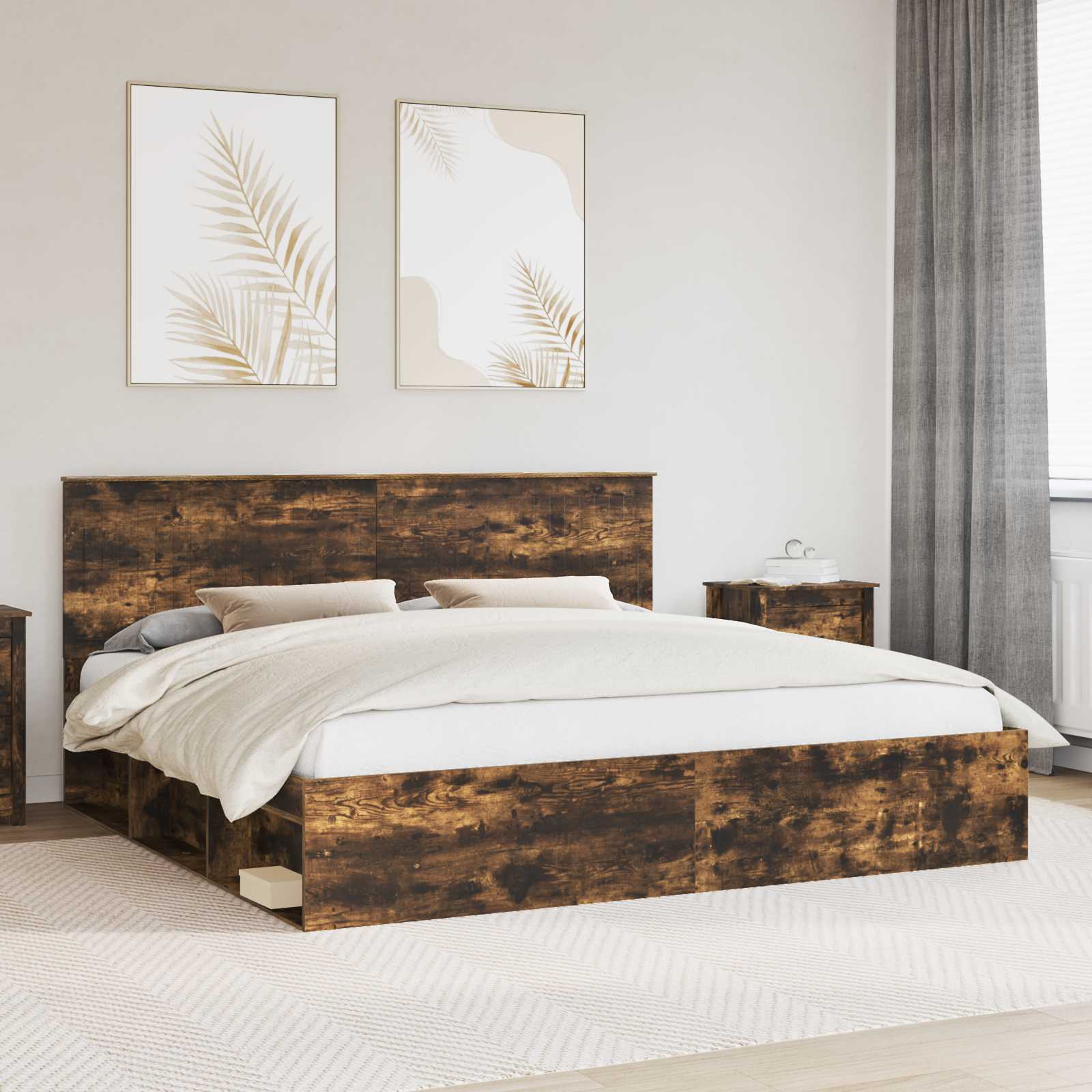 vidaXL Bedframe met hoofdeinde Wit 200 x 200 cm Massief grenenhout