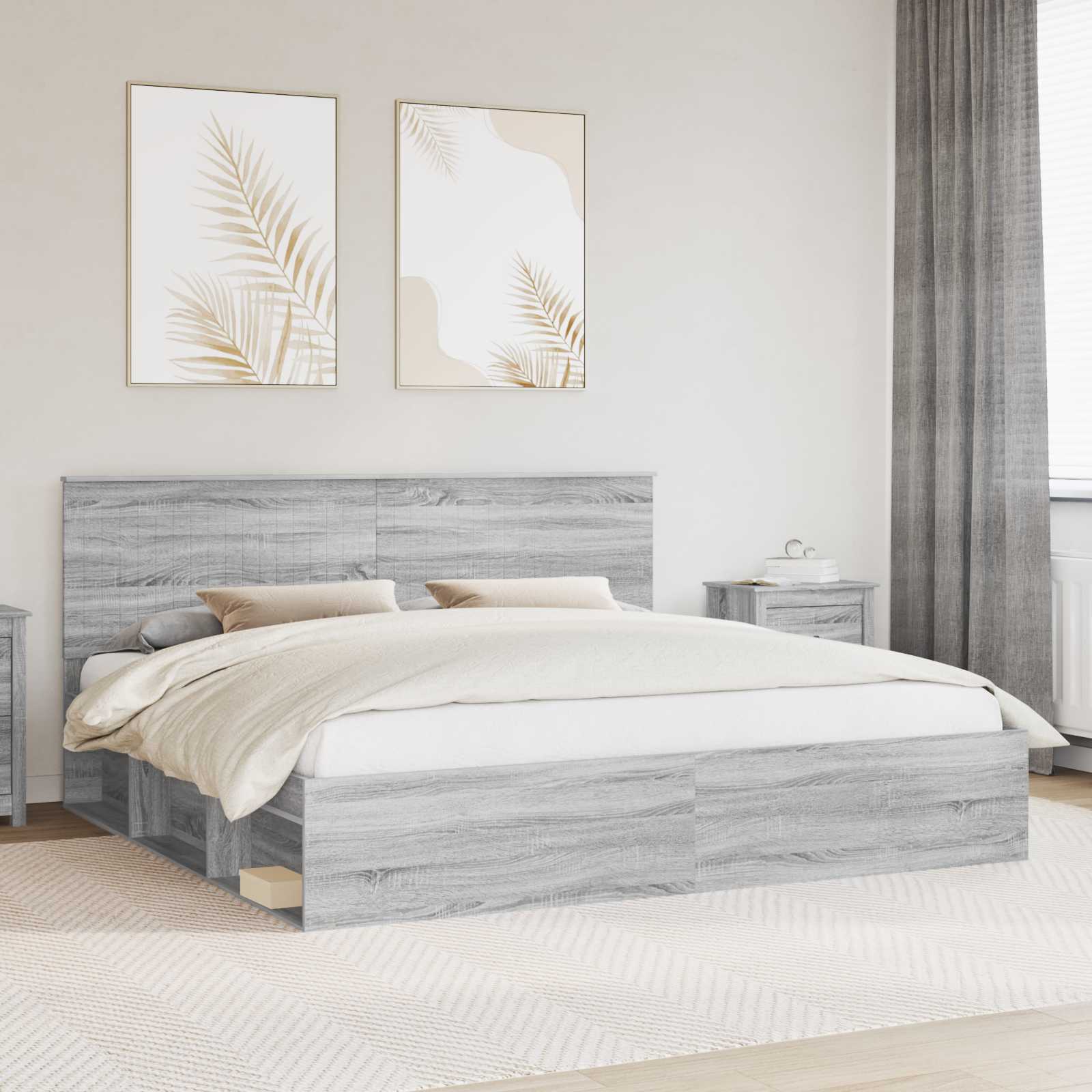 vidaXL Bedframe met hoofdeinde Wit 200 x 200 cm Massief grenenhout