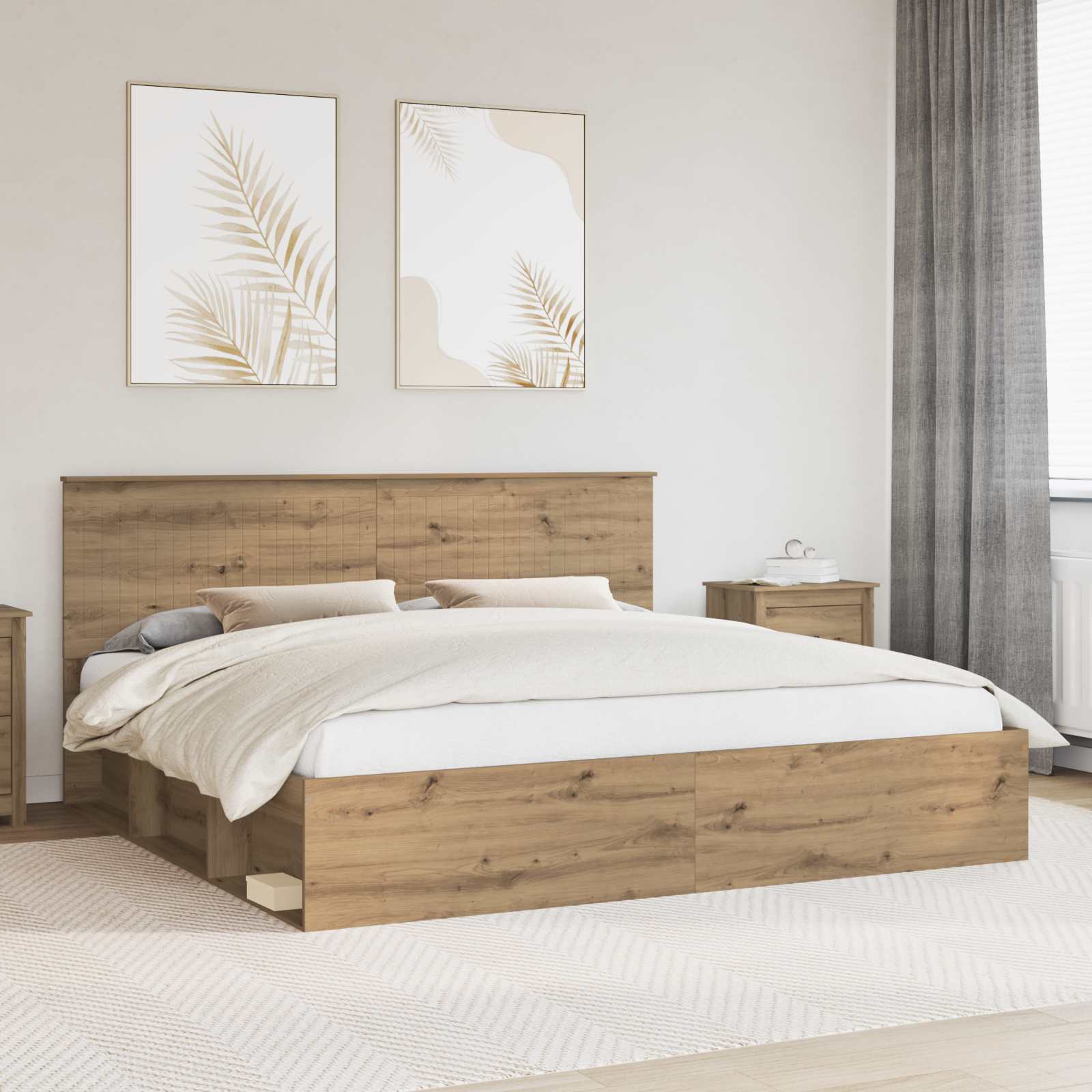 vidaXL Bedframe met hoofdeinde Wit 200 x 200 cm Massief grenenhout