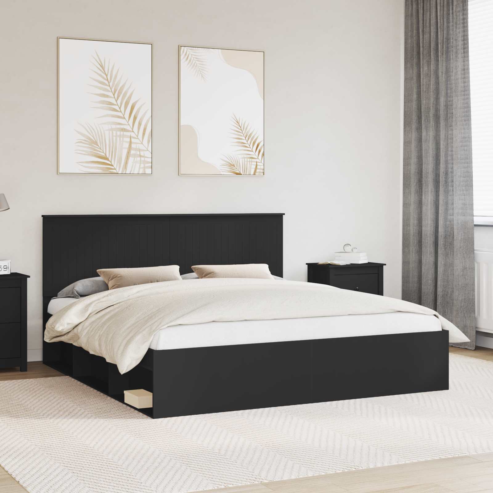 vidaXL Bedframe met hoofdeinde Wit 200 x 200 cm Massief grenenhout