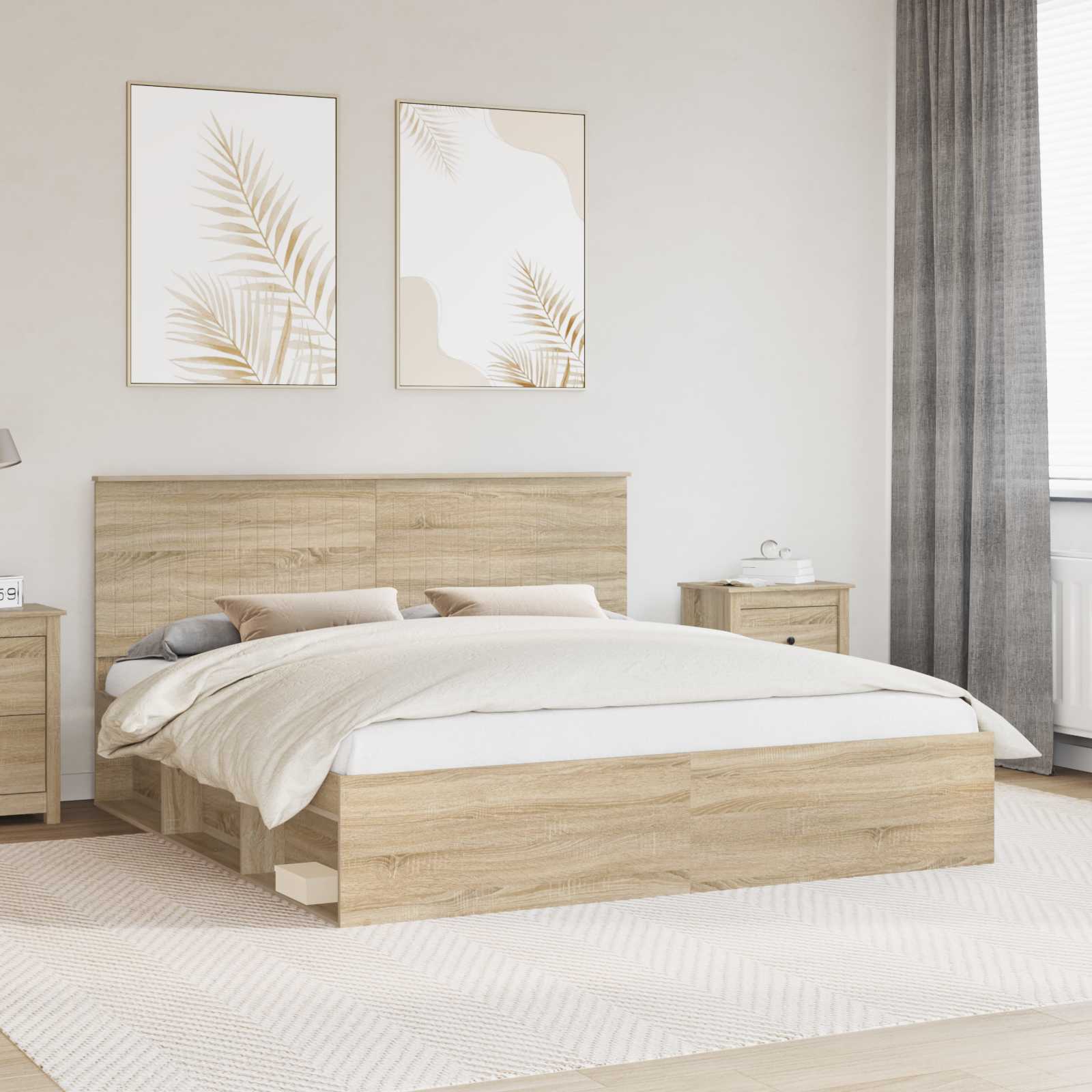 vidaXL Bedframe met hoofdeinde Wit 200 x 200 cm Massief grenenhout
