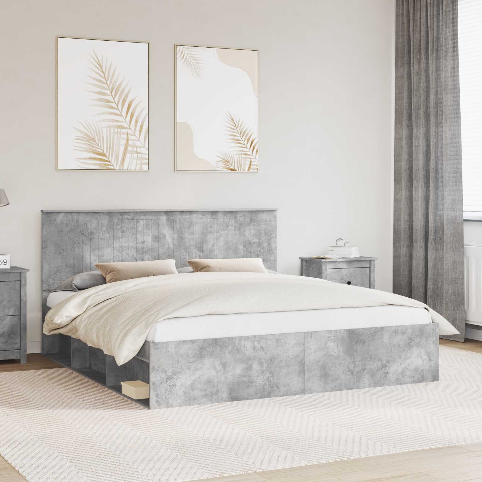 vidaXL Bedframe met hoofdeinde Wit 200 x 200 cm Massief grenenhout