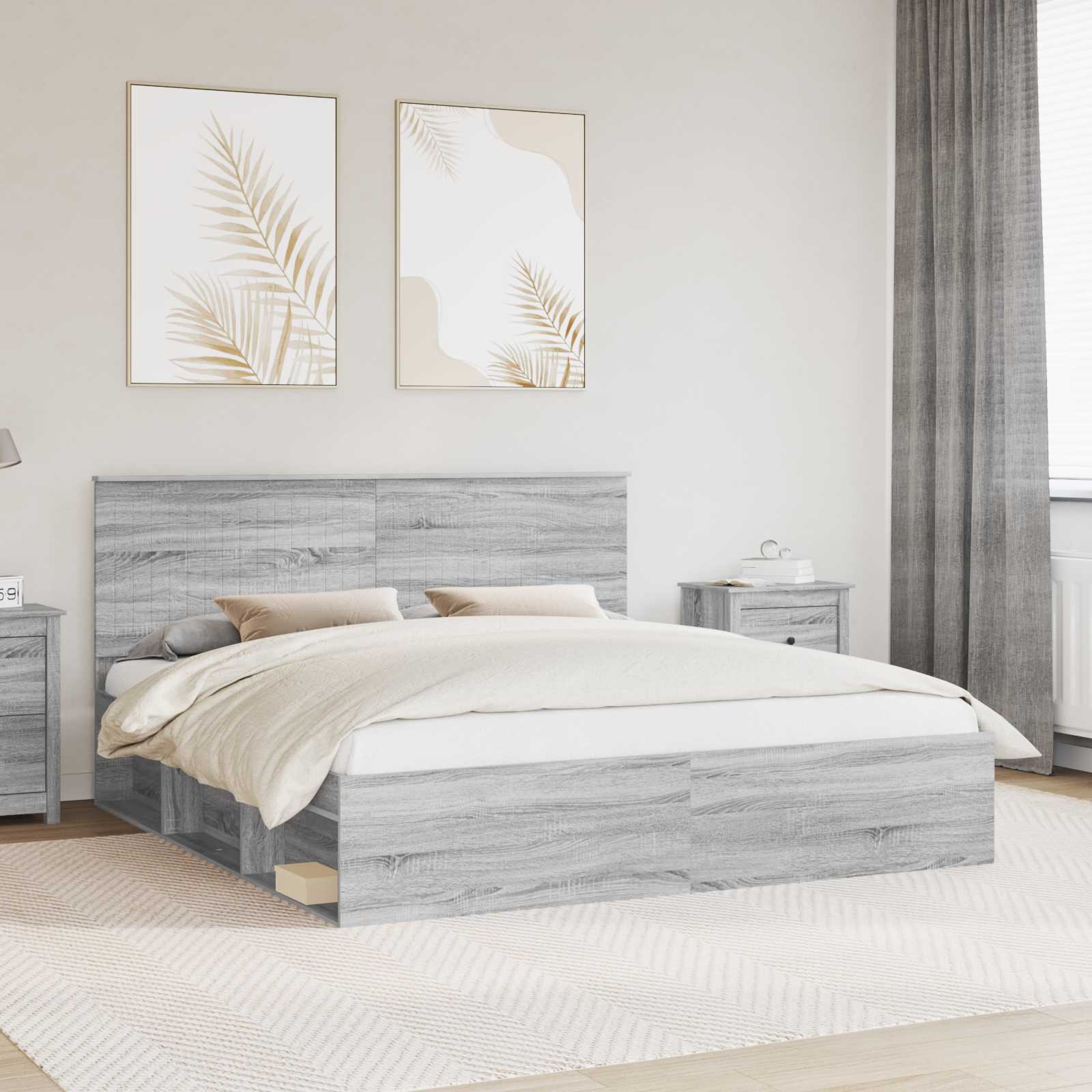 vidaXL Bedframe met hoofdeinde Wit 200 x 200 cm Massief grenenhout