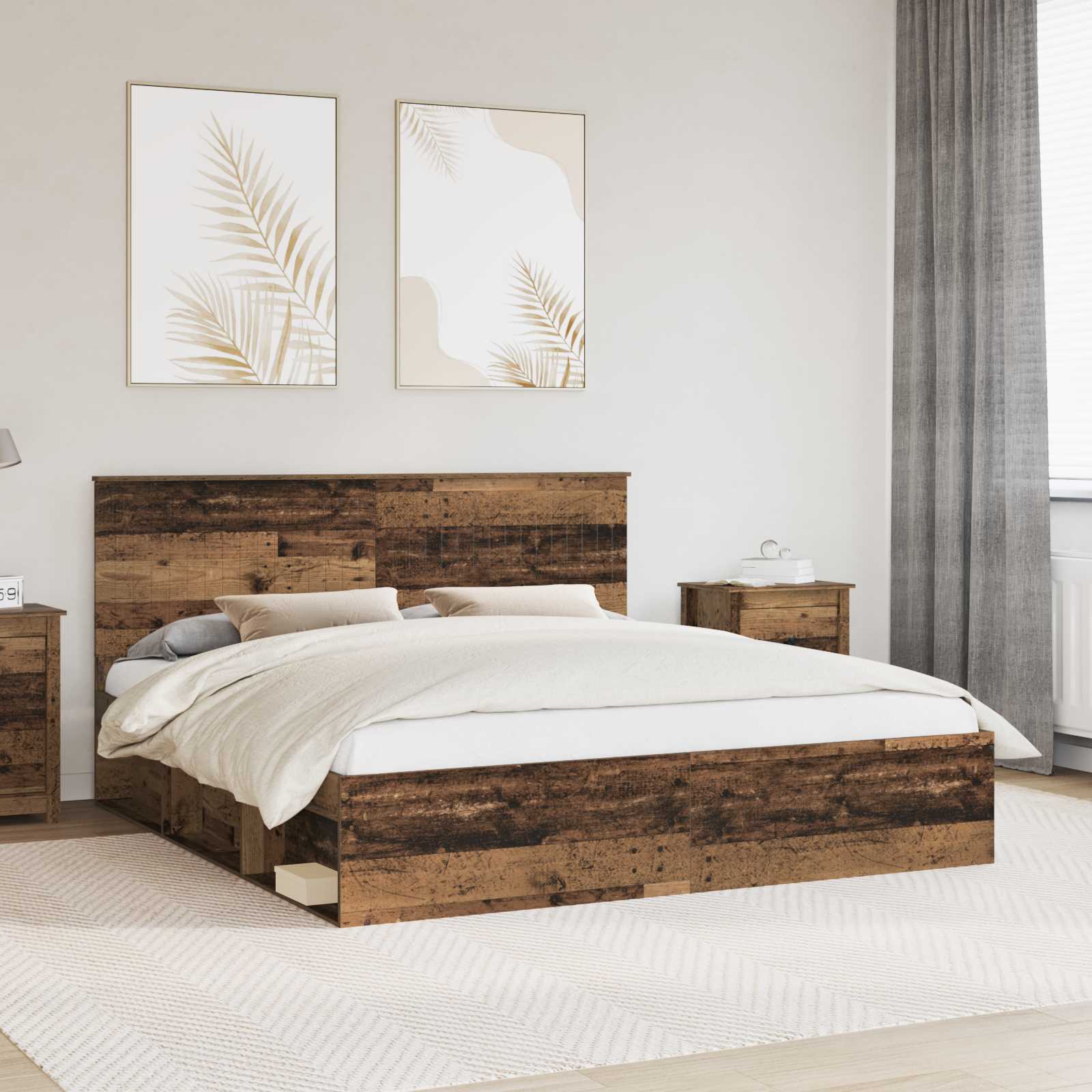 vidaXL Bedframe met hoofdeinde Wit 200 x 200 cm Massief grenenhout