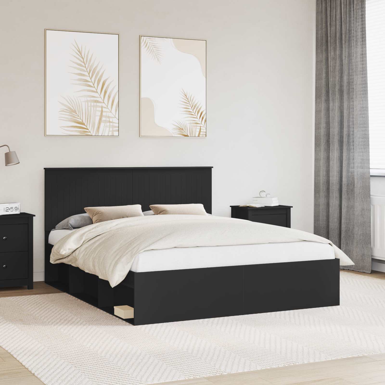 vidaXL Bedframe met hoofdeinde Wit 200 x 200 cm Massief grenenhout