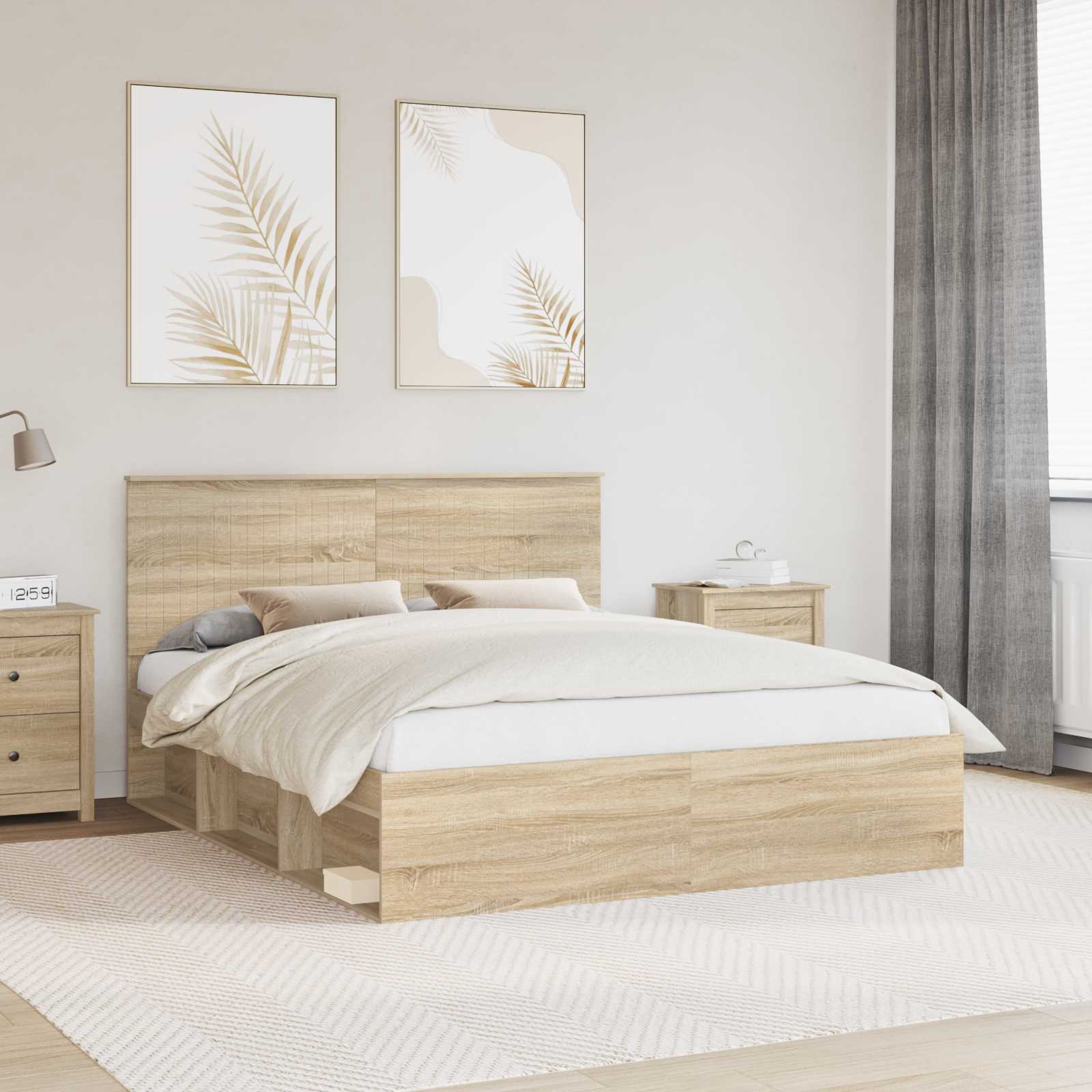 vidaXL Bedframe met hoofdeinde Wit 200 x 200 cm Massief grenenhout