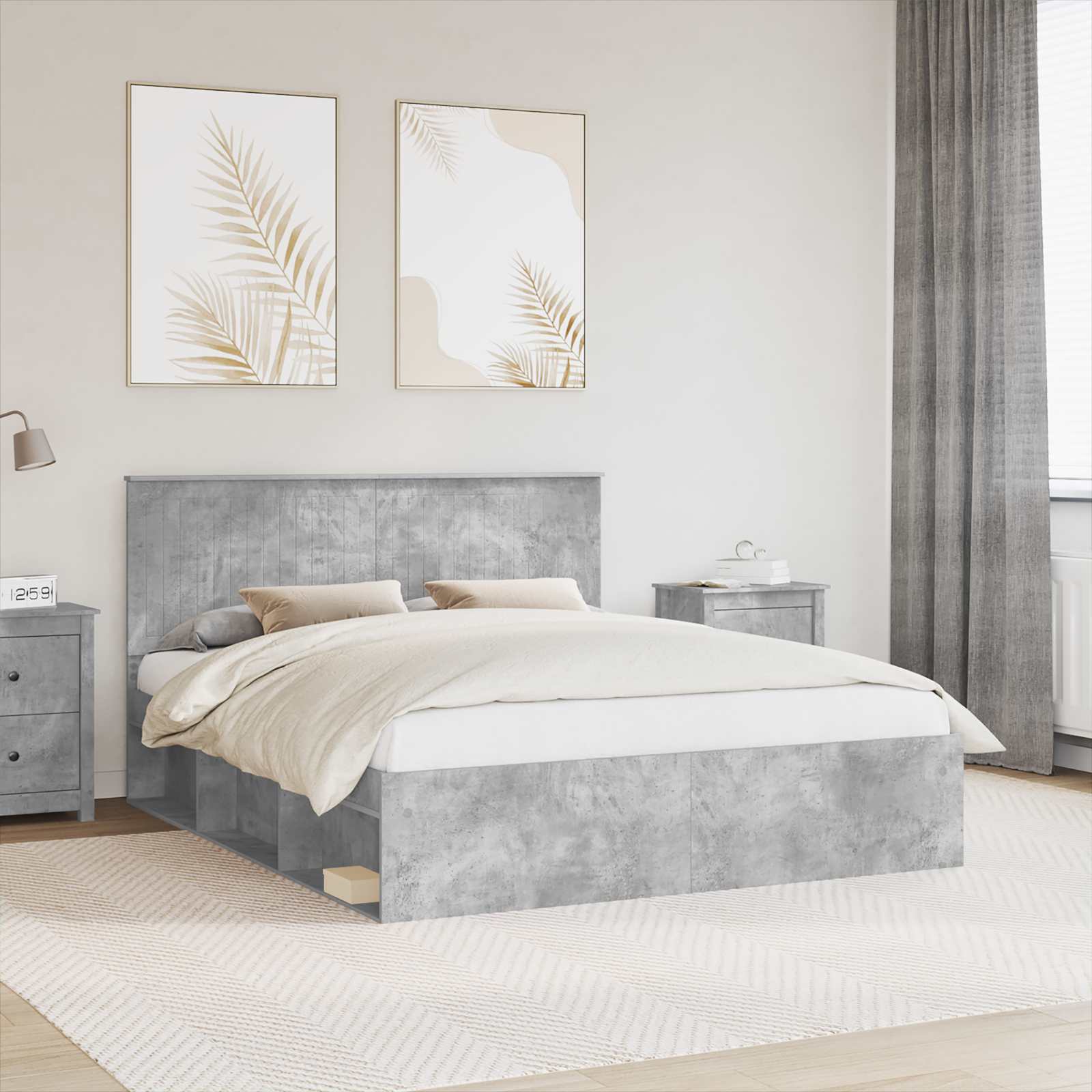 vidaXL Bedframe met hoofdeinde Wit 200 x 200 cm Massief grenenhout
