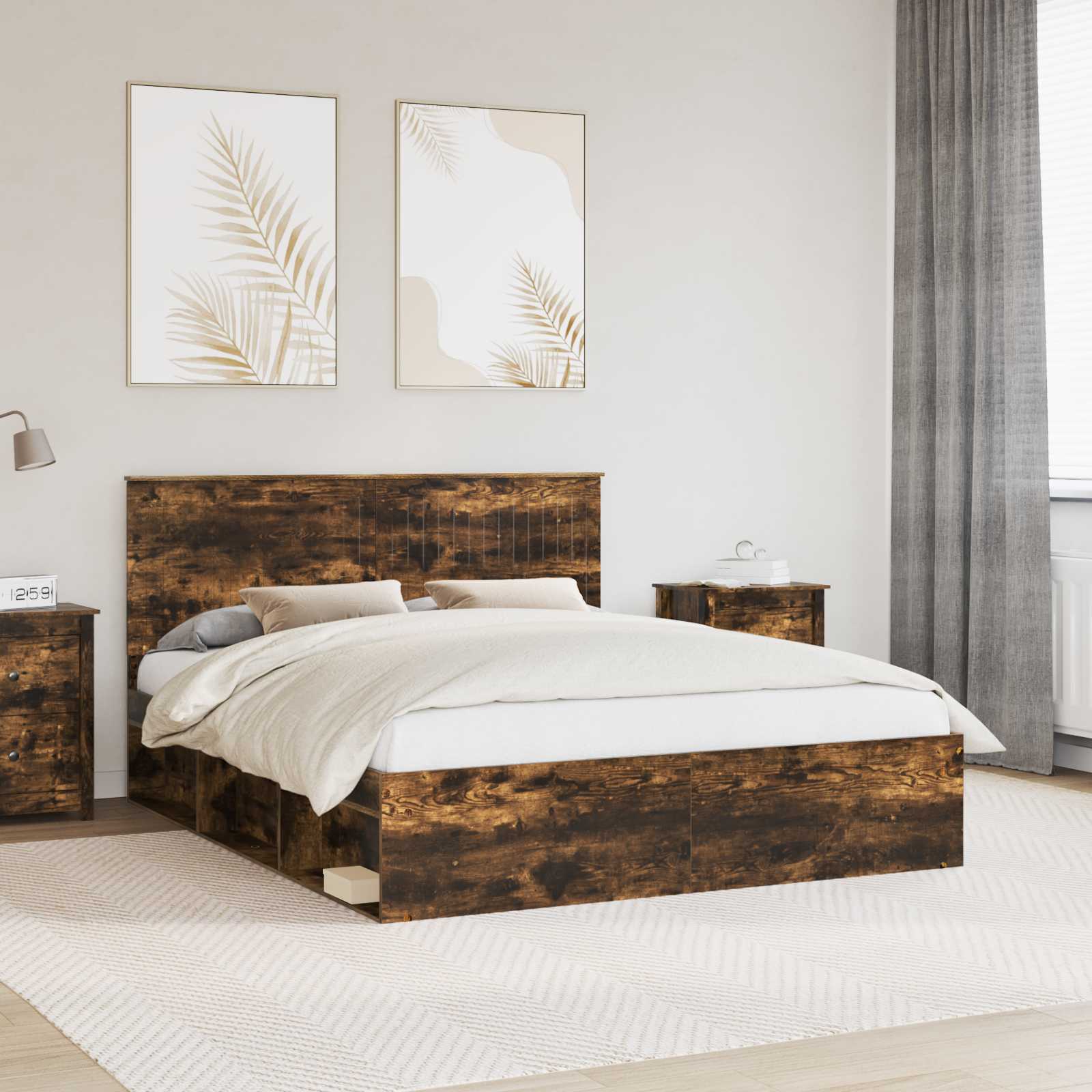 vidaXL Bedframe met hoofdeinde Wit 200 x 200 cm Massief grenenhout