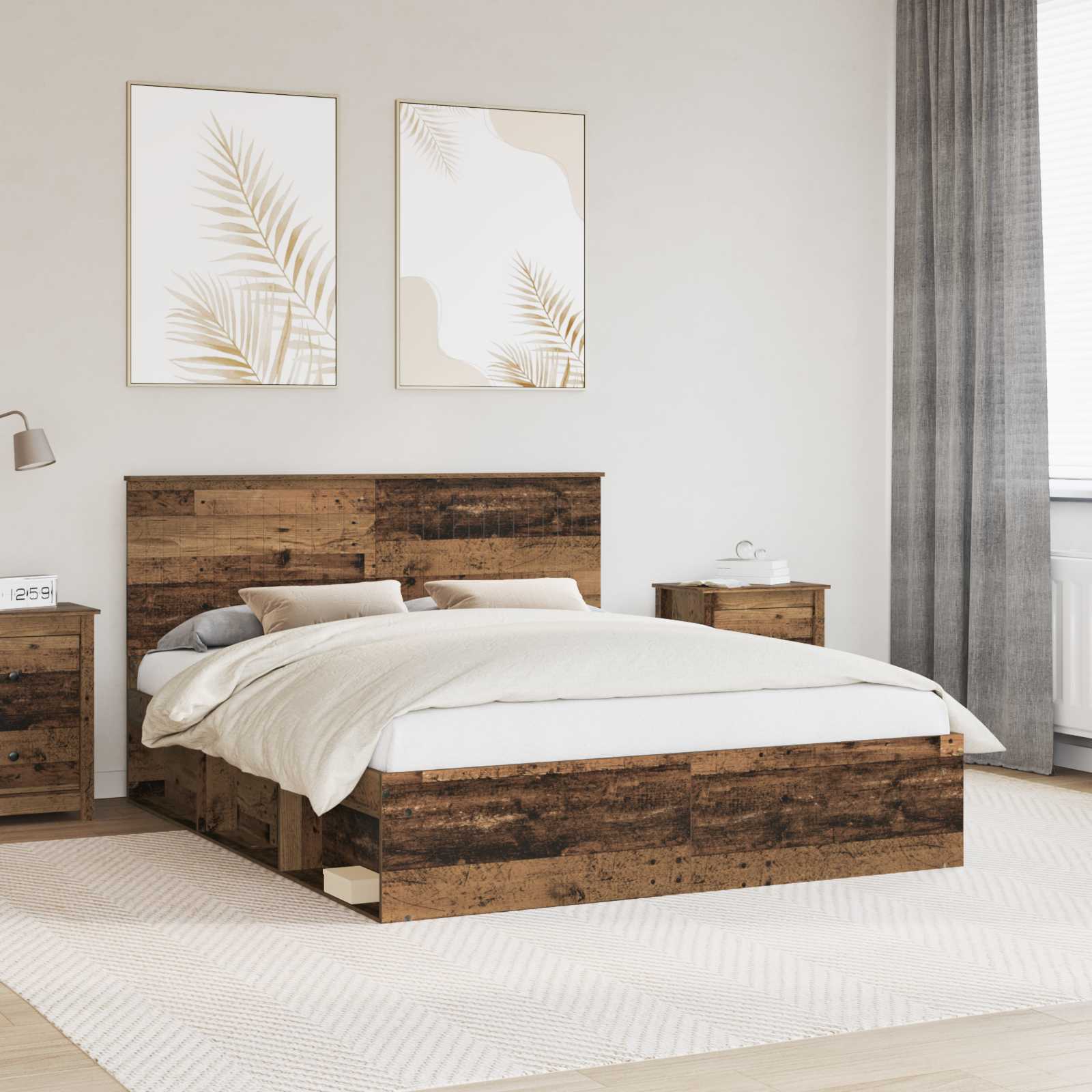vidaXL Bedframe met hoofdeinde Wit 200 x 200 cm Massief grenenhout