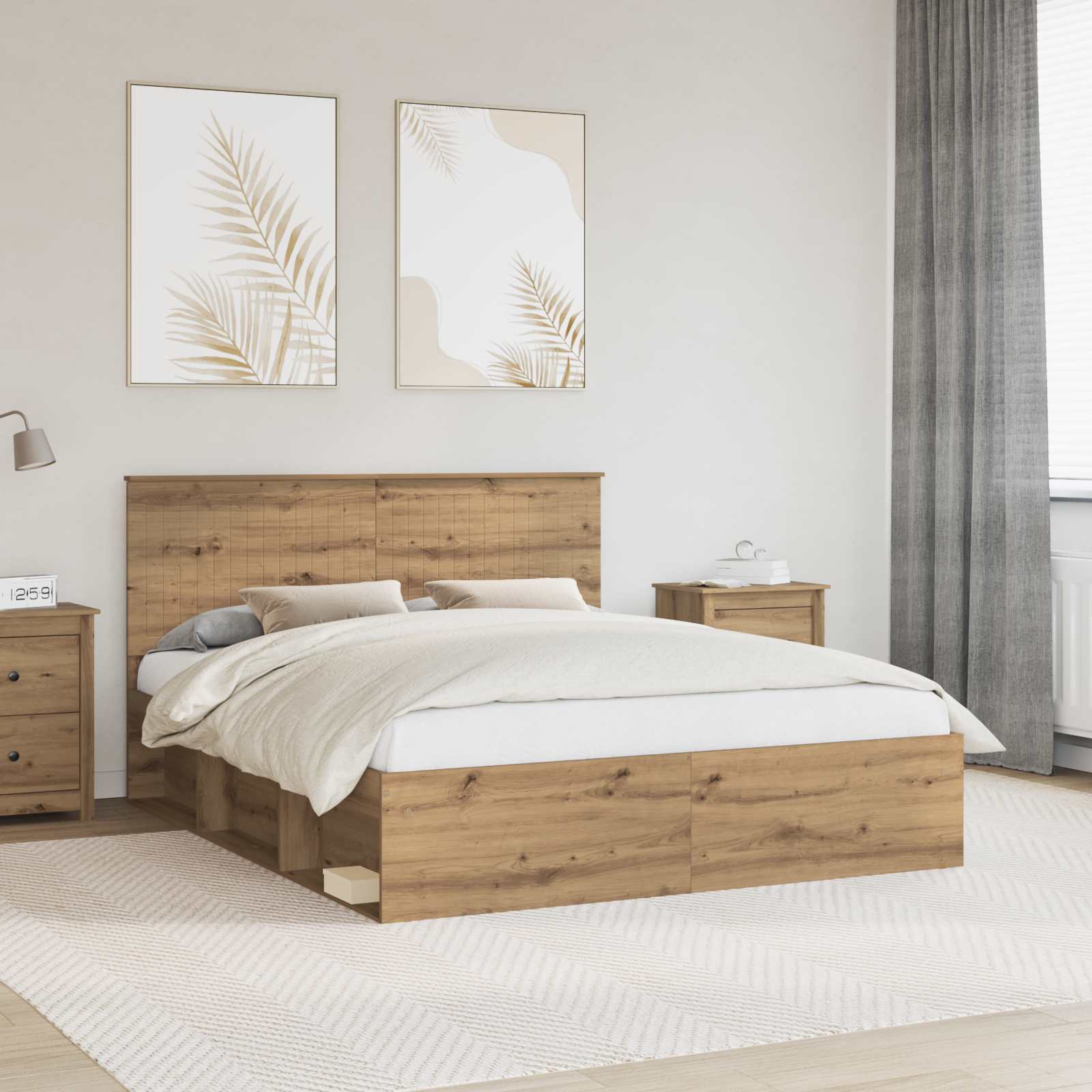 vidaXL Bedframe met hoofdeinde Wit 200 x 200 cm Massief grenenhout