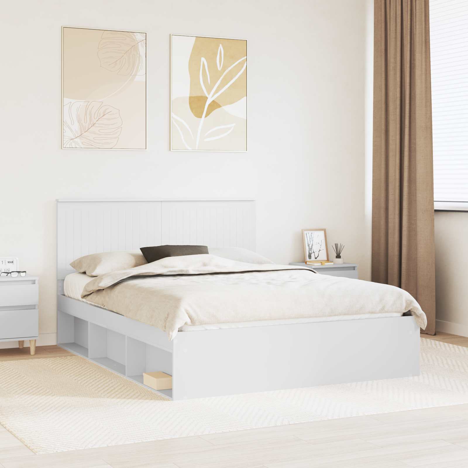 vidaXL Bedframe met hoofdeinde Wit 200 x 200 cm Massief grenenhout