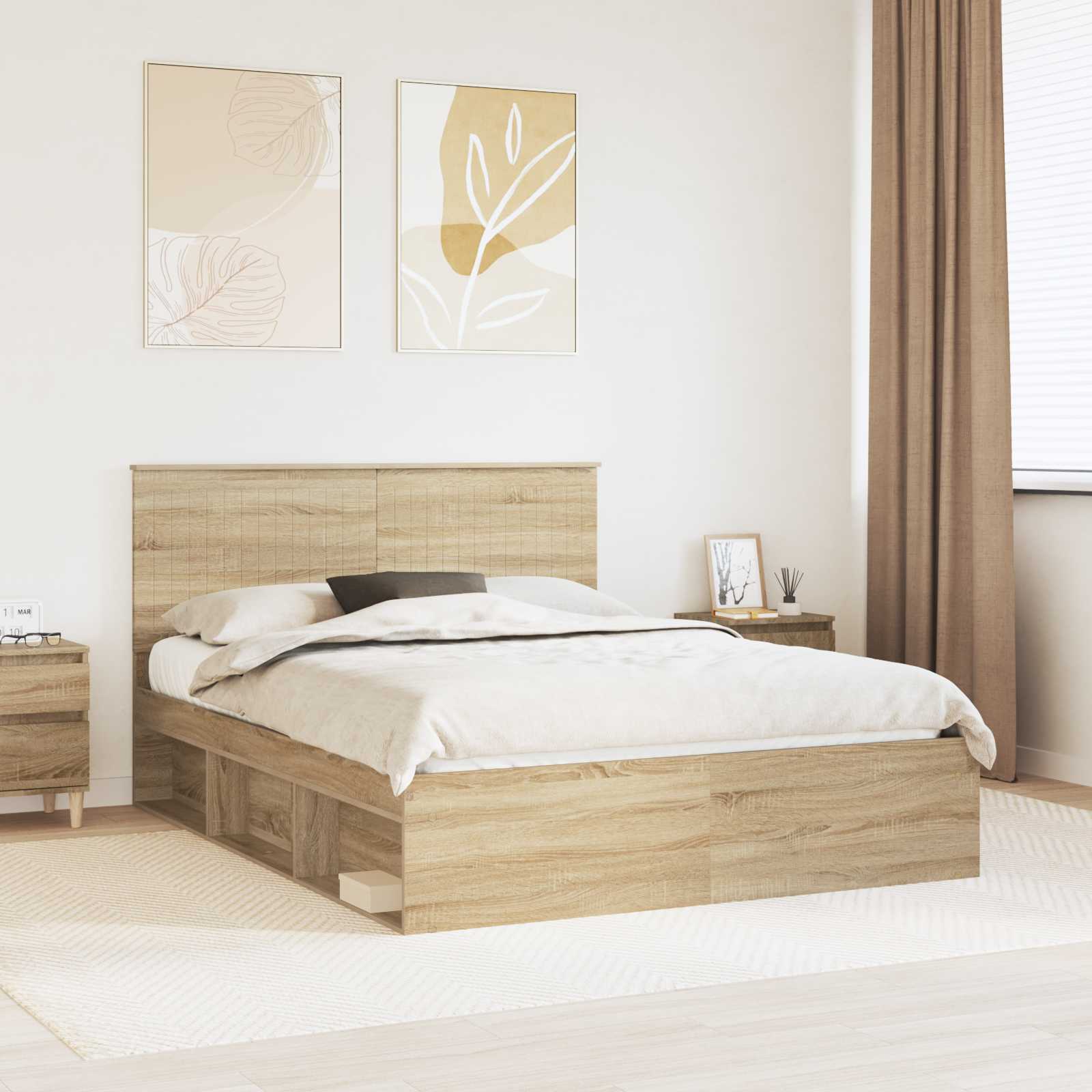 vidaXL Bedframe met hoofdeinde Wit 200 x 200 cm Massief grenenhout