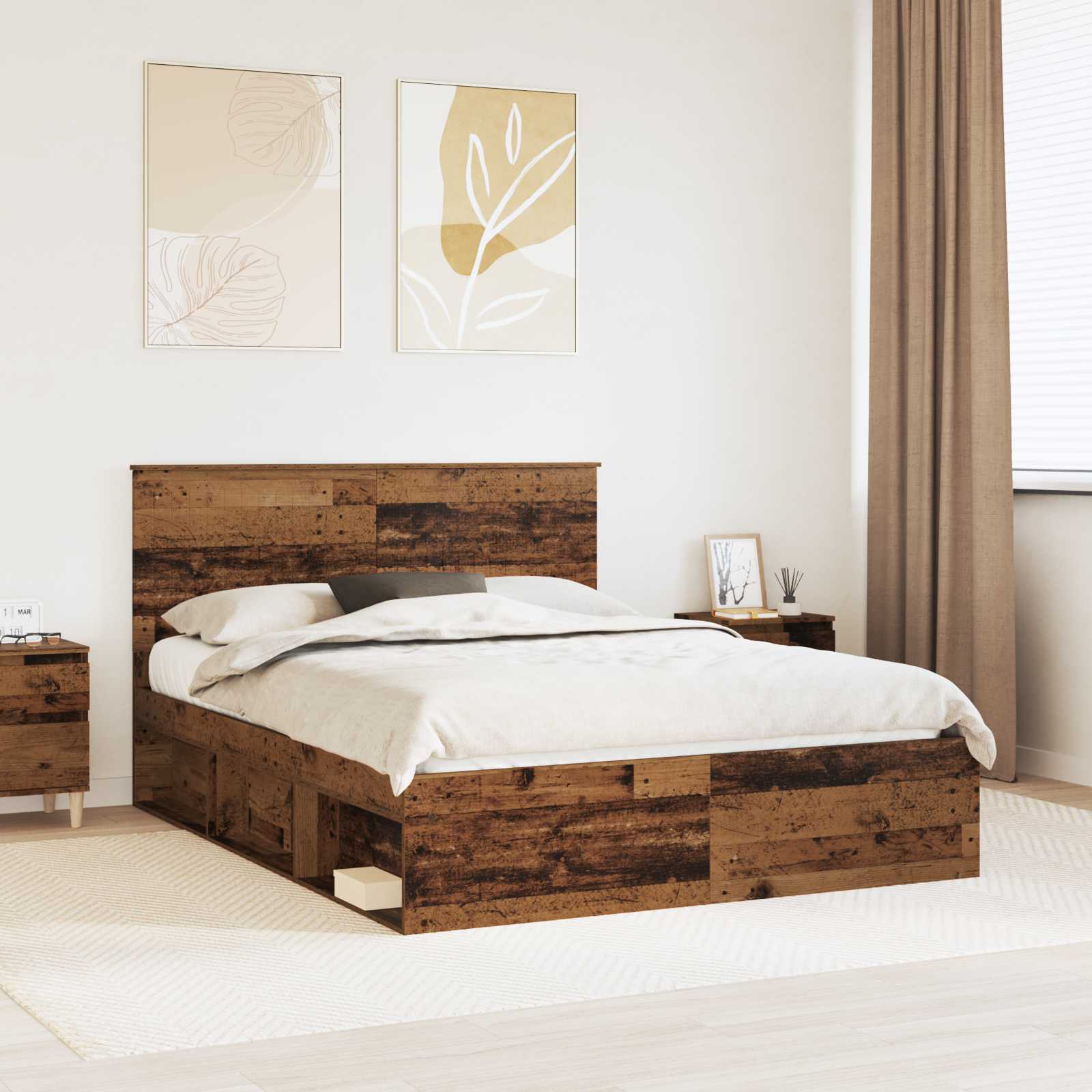 vidaXL Bedframe met hoofdeinde Wit 200 x 200 cm Massief grenenhout