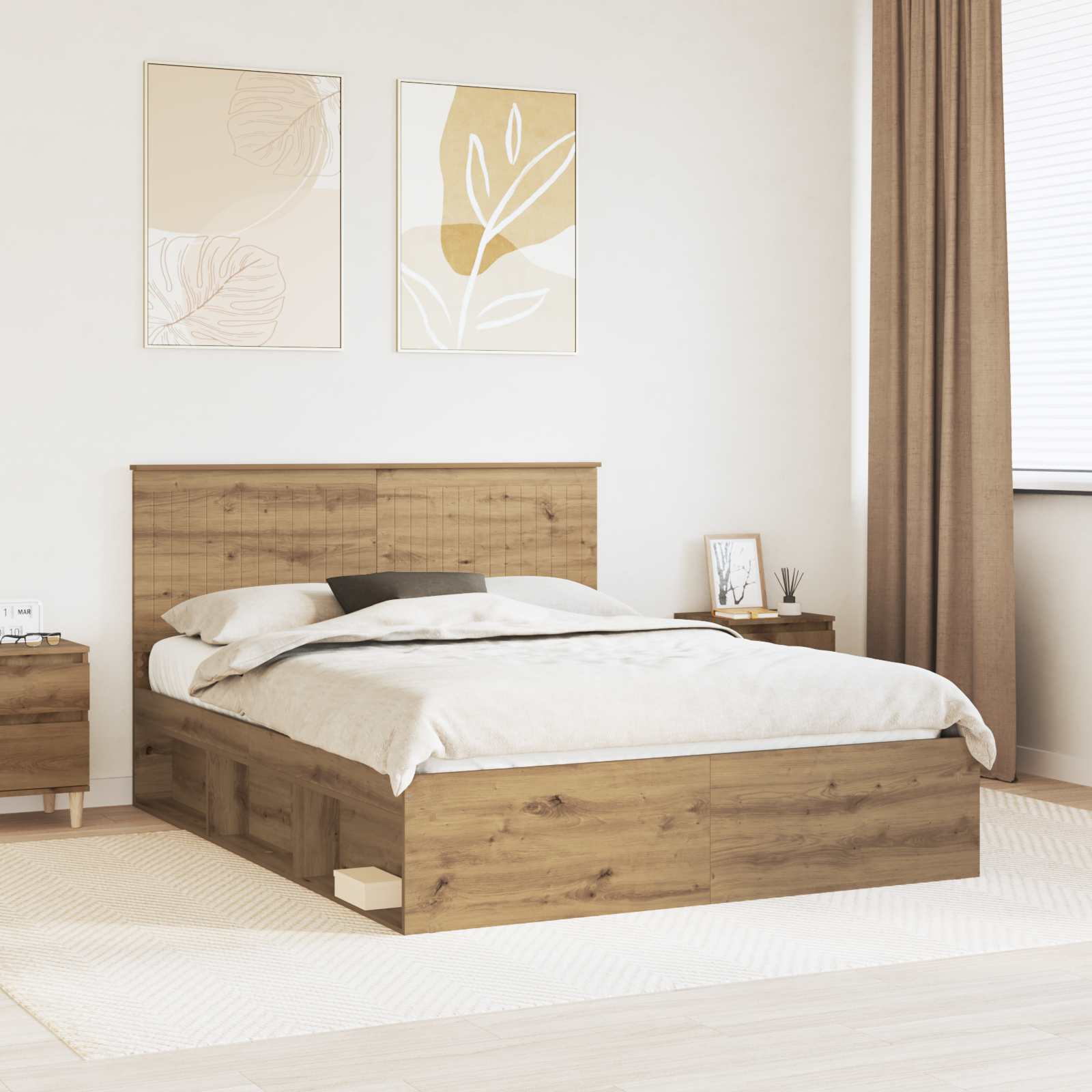 vidaXL Bedframe met hoofdeinde Wit 200 x 200 cm Massief grenenhout
