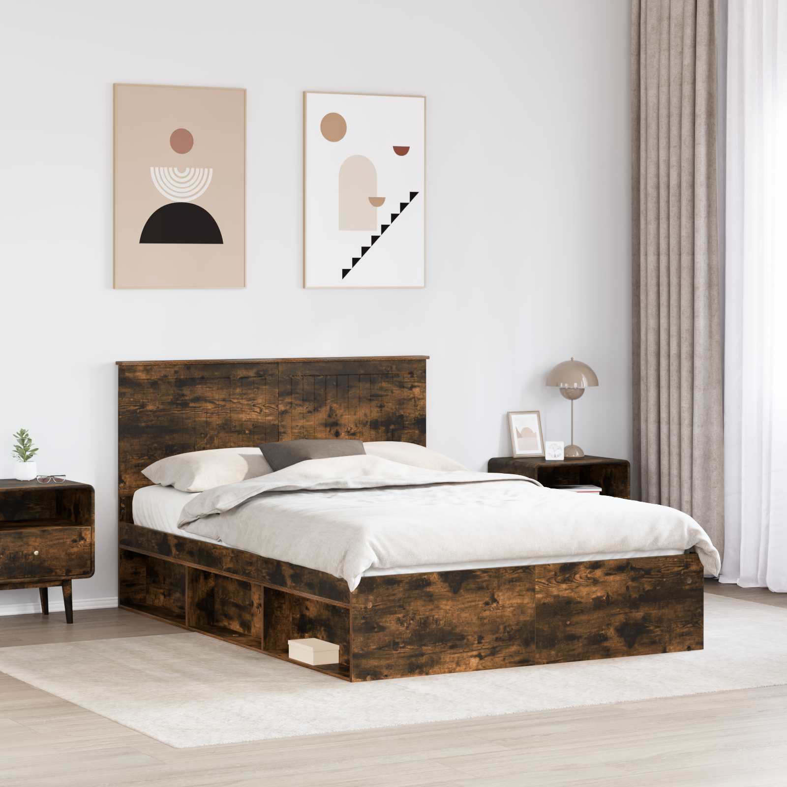 vidaXL Bedframe met hoofdeinde Wit 200 x 200 cm Massief grenenhout