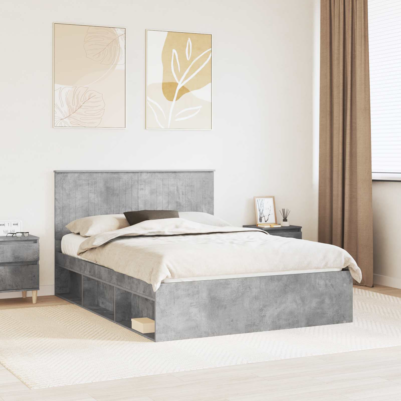 vidaXL Bedframe met hoofdeinde Wit 200 x 200 cm Massief grenenhout