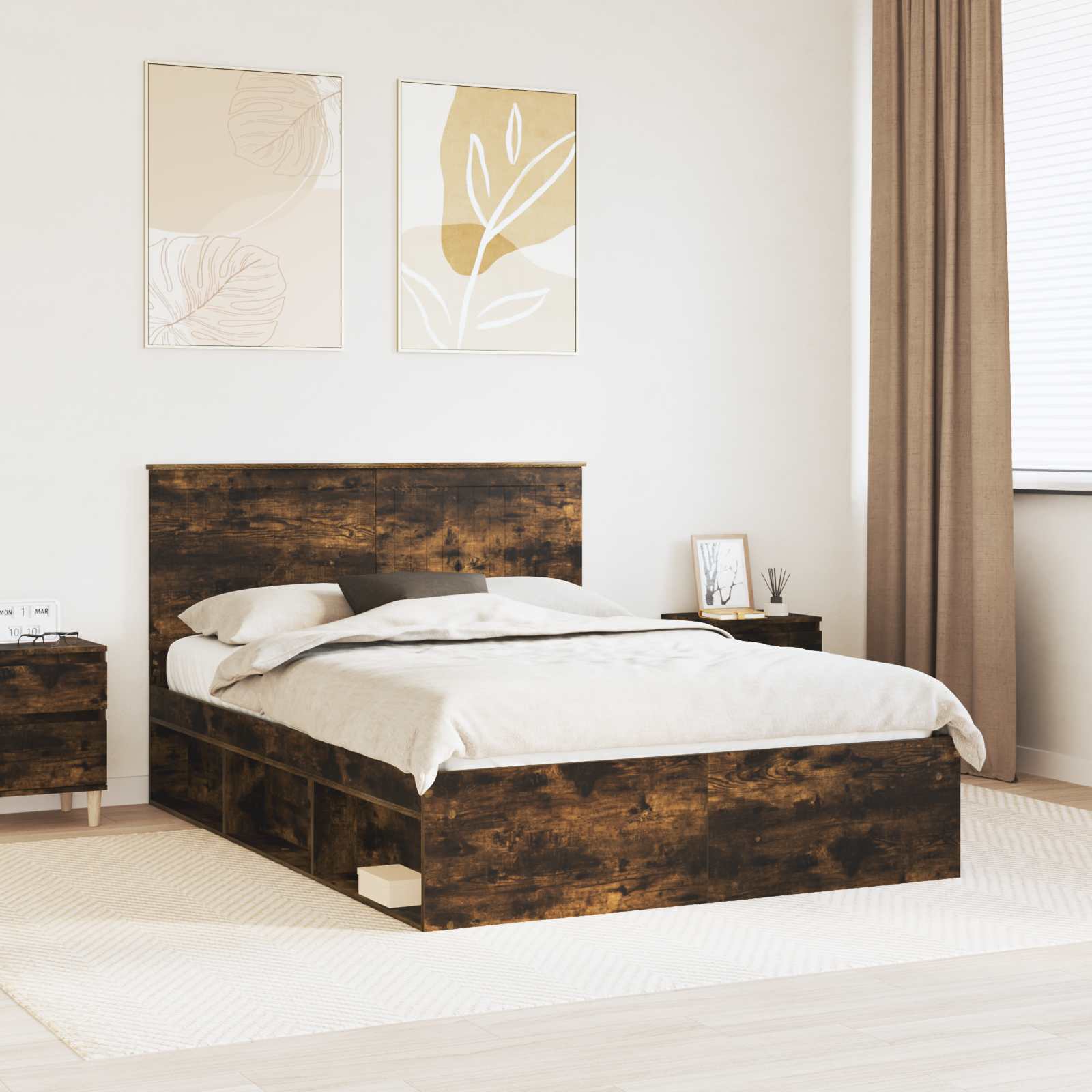 vidaXL Bedframe met hoofdeinde Wit 200 x 200 cm Massief grenenhout