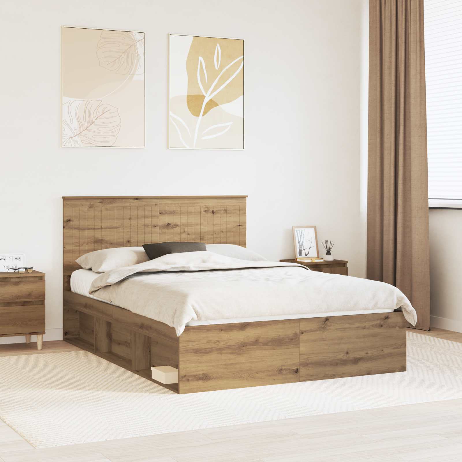 vidaXL Bedframe met hoofdeinde Wit 200 x 200 cm Massief grenenhout