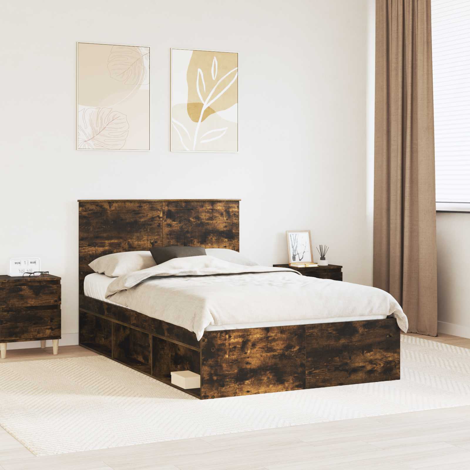 vidaXL Bedframe met hoofdeinde Wit 200 x 200 cm Massief grenenhout