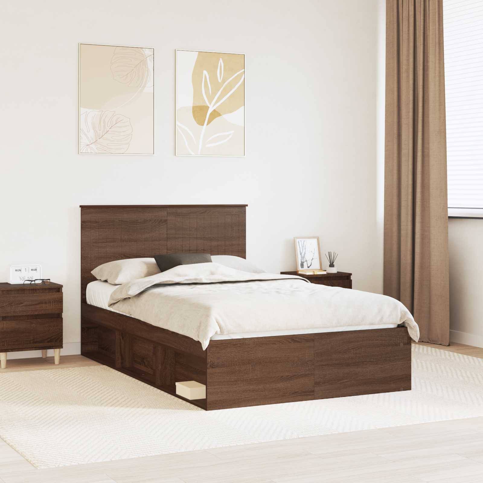 vidaXL Bedframe met hoofdeinde Wit 200 x 200 cm Massief grenenhout