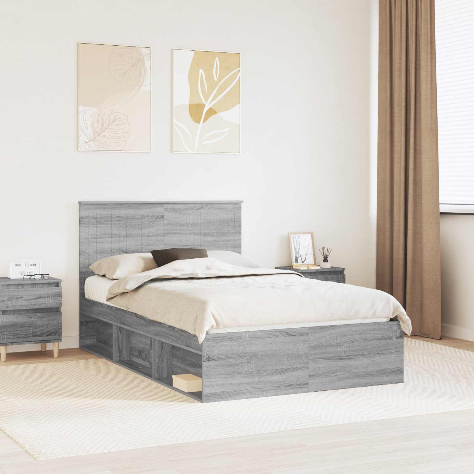 vidaXL Bedframe met hoofdeinde Wit 200 x 200 cm Massief grenenhout