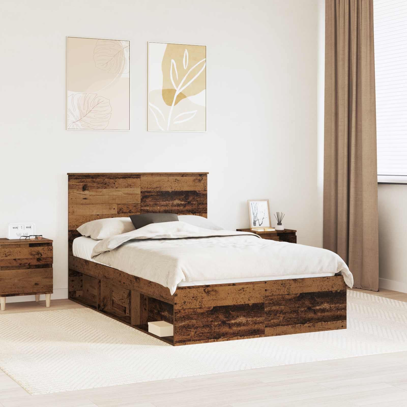 vidaXL Bedframe met hoofdeinde Wit 200 x 200 cm Massief grenenhout