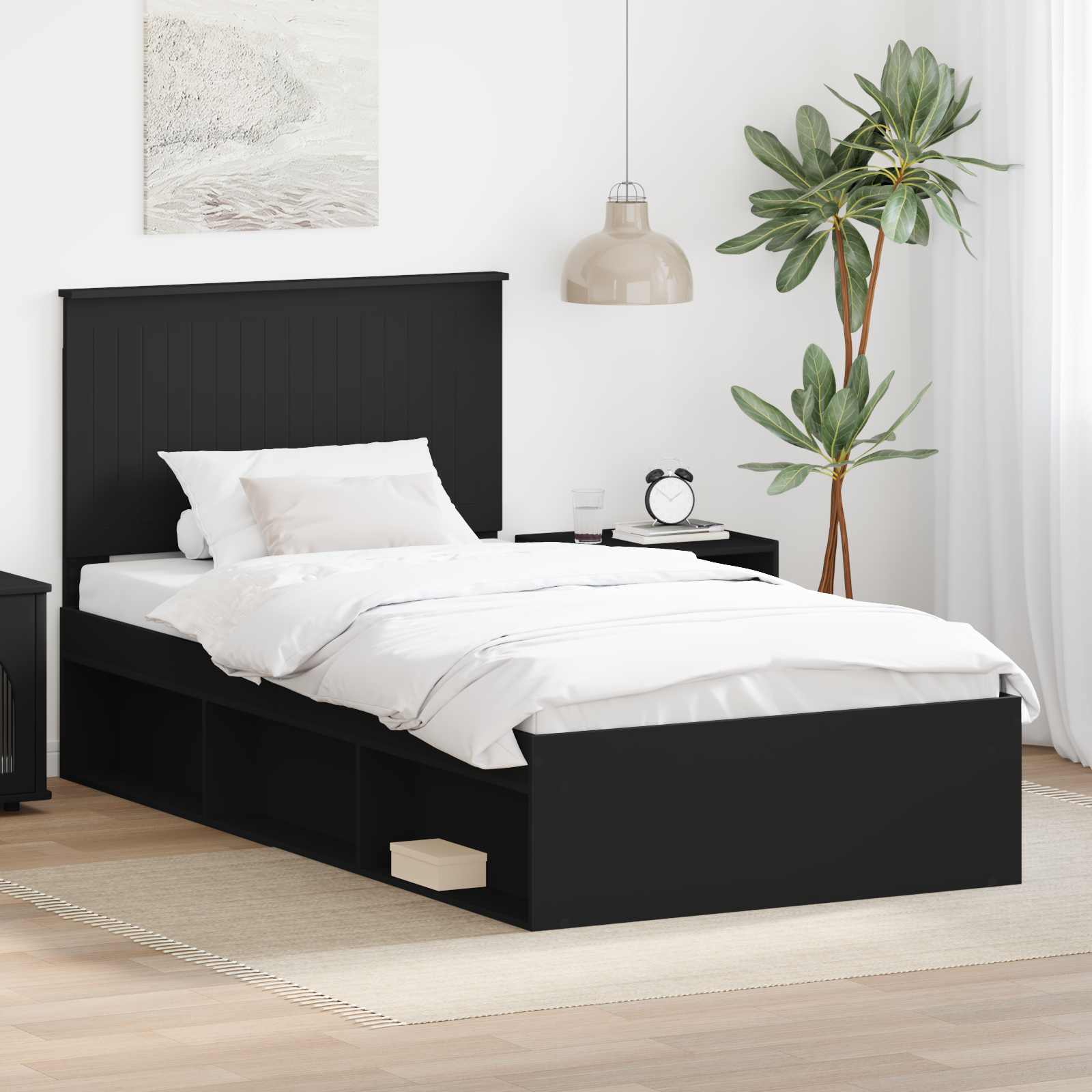 vidaXL Bedframe met hoofdeinde Wit 200 x 200 cm Massief grenenhout