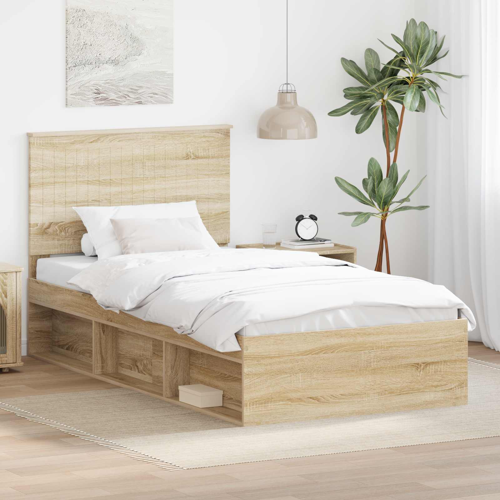 vidaXL Bedframe met hoofdeinde Wit 200 x 200 cm Massief grenenhout